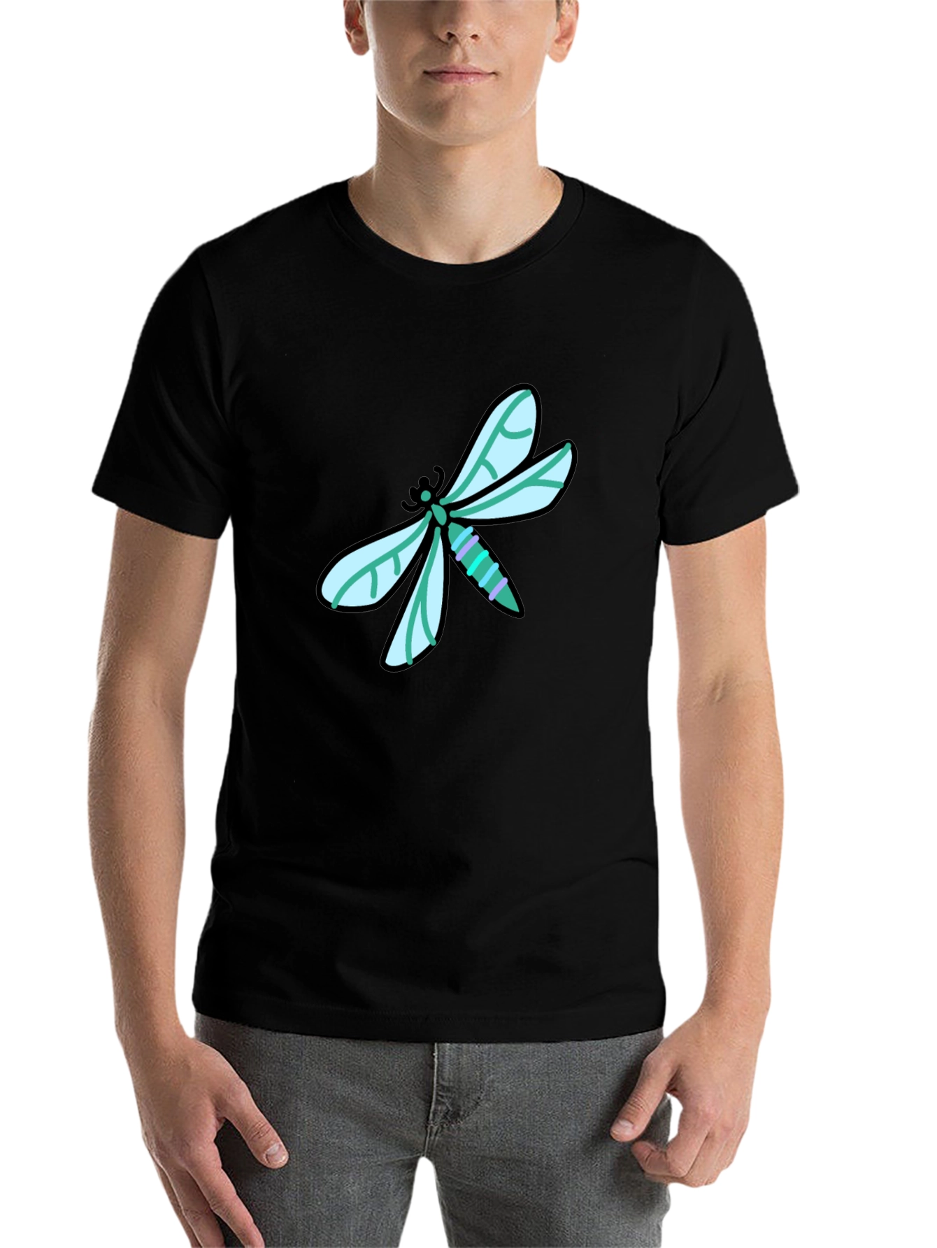 Black Dragonfly Graphic Tee - Black Cotton T-Shirt view 7