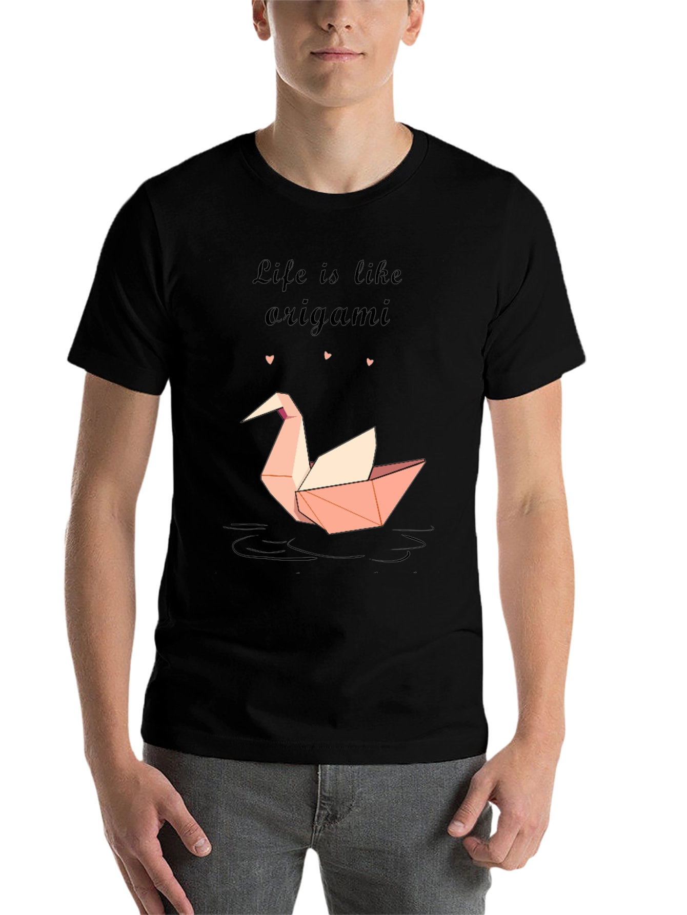 Black Origami Swan Graphic Tee - Life is Like Origami view 7