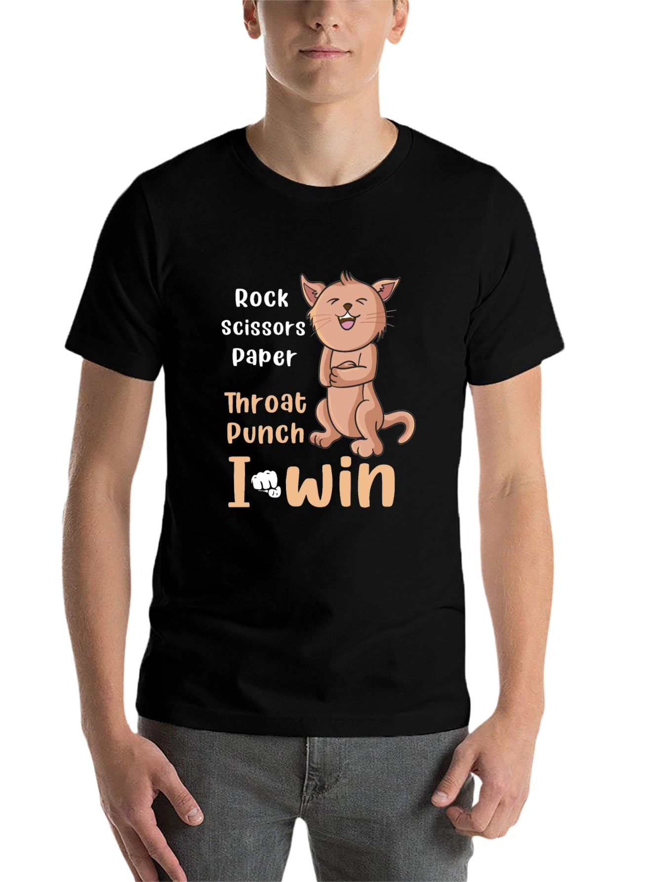 Black Rock, Paper, Scissors Funny Cat Graphic T-Shirt view 7