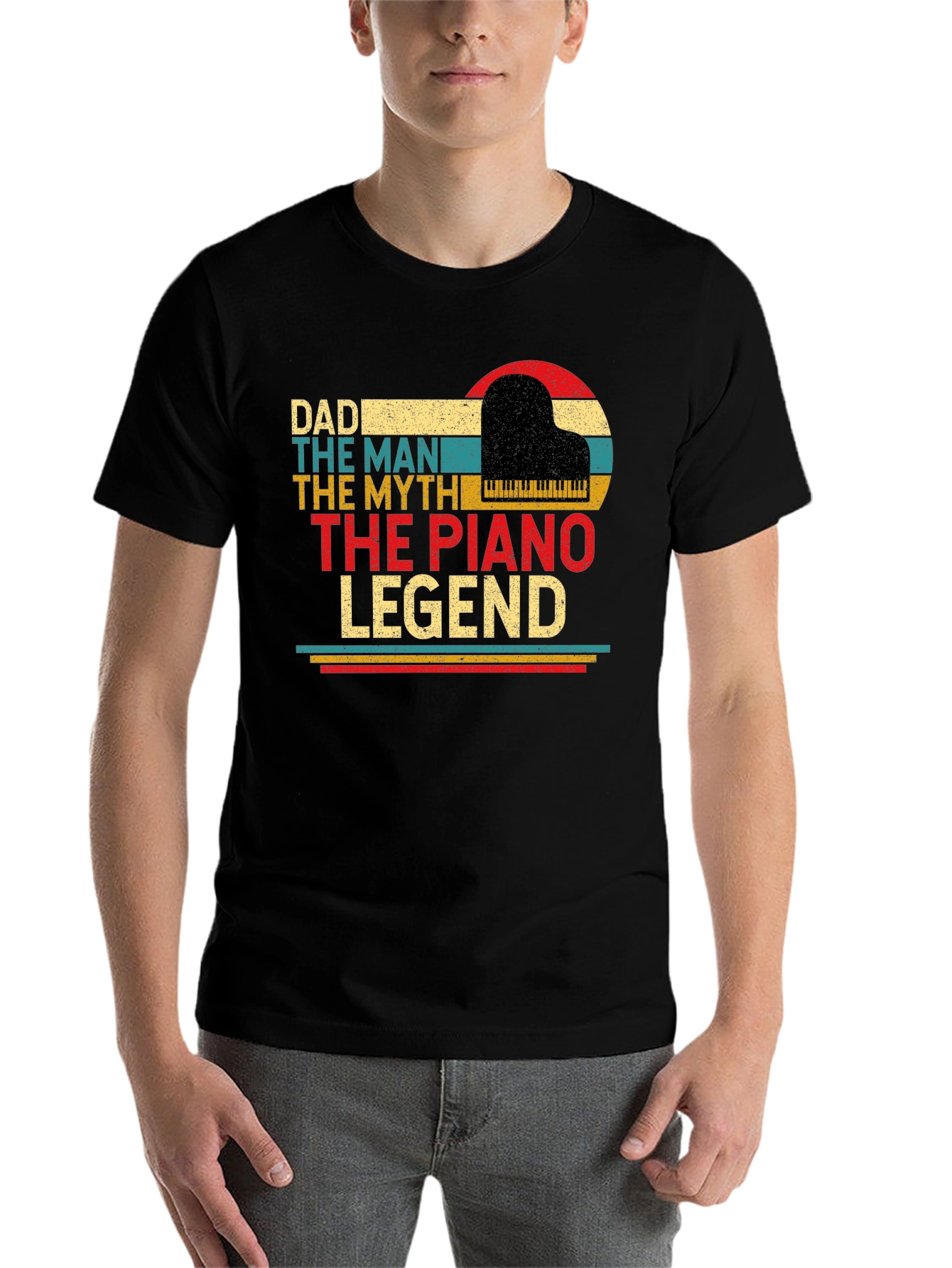 Black Dad Piano Legend T-Shirt - The Man, The Myth view 7