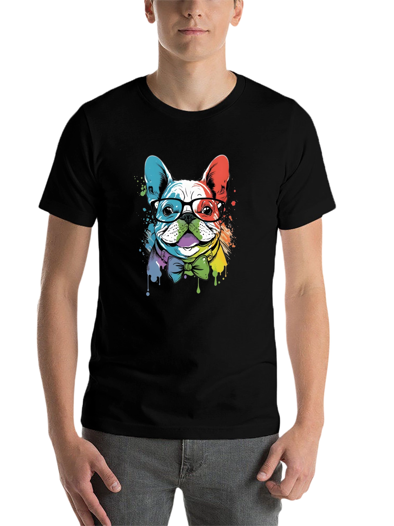 Black Cool Bulldog Graphic Tee - Modern Design view 7