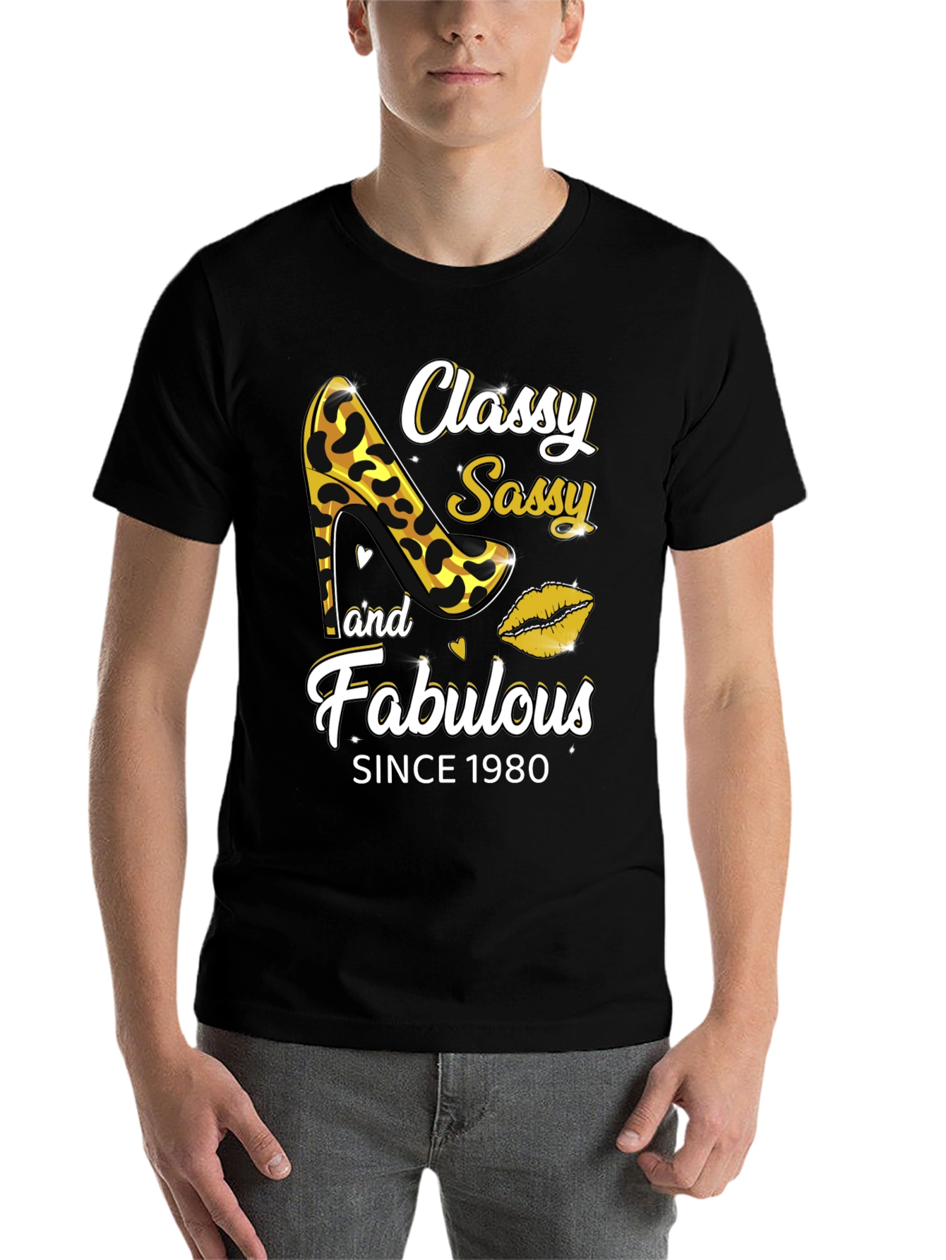 Black Classy Sassy Fabulous Since 1980 Graphic Tee view 7