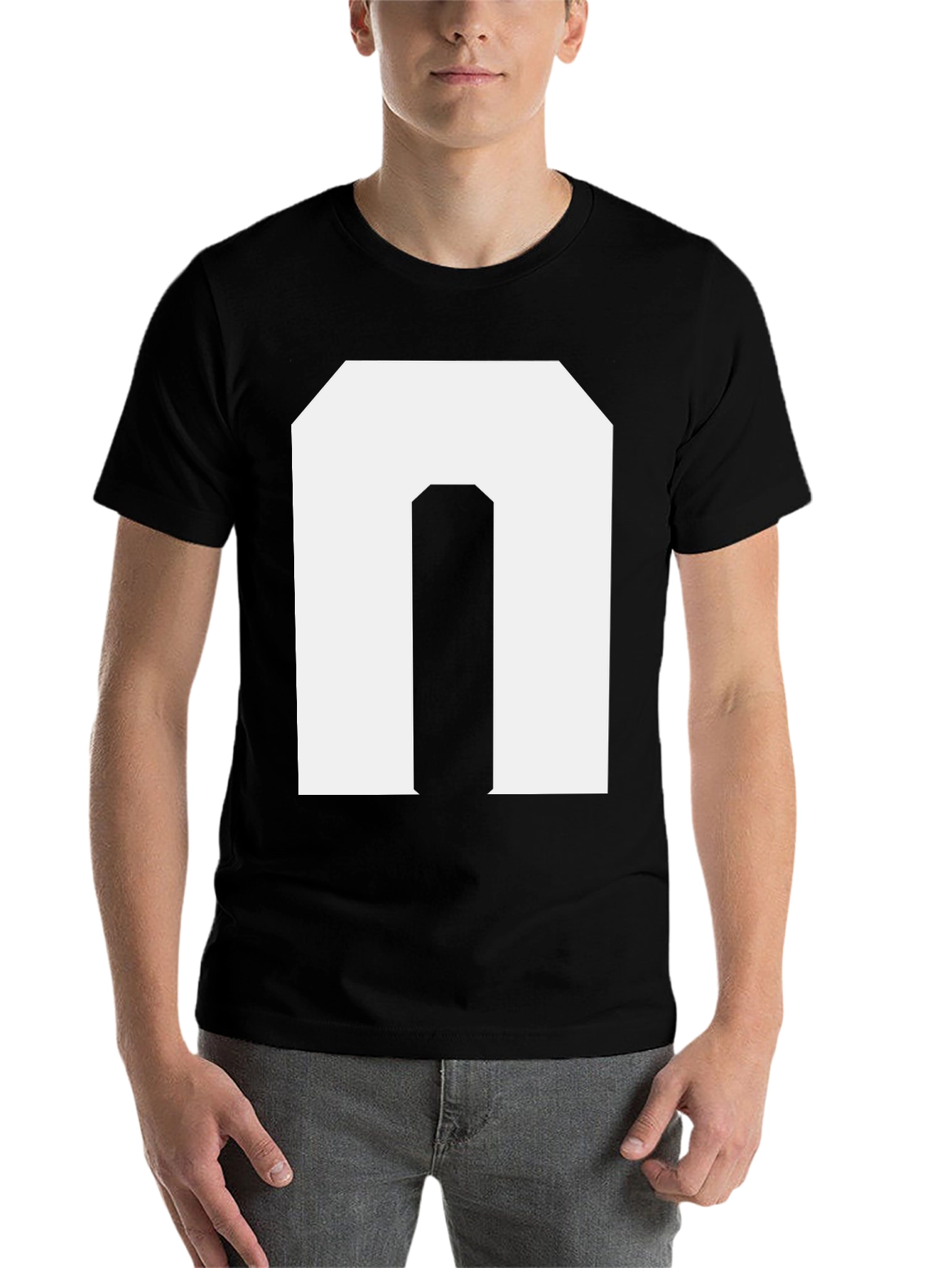 Black Bold Initial 'N' Graphic Tee - Black view 7