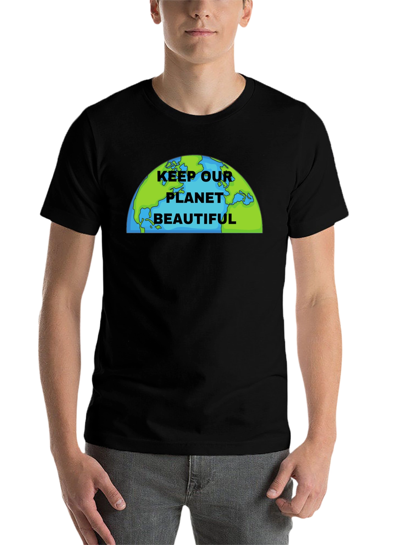 Black Keep Our Planet Beautiful Graphic T-Shirt view 7