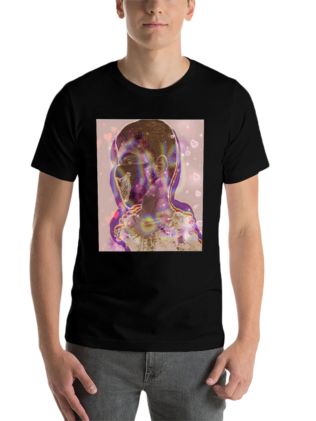 Black Psychedelic Skull Mask Graphic Tee view 7
