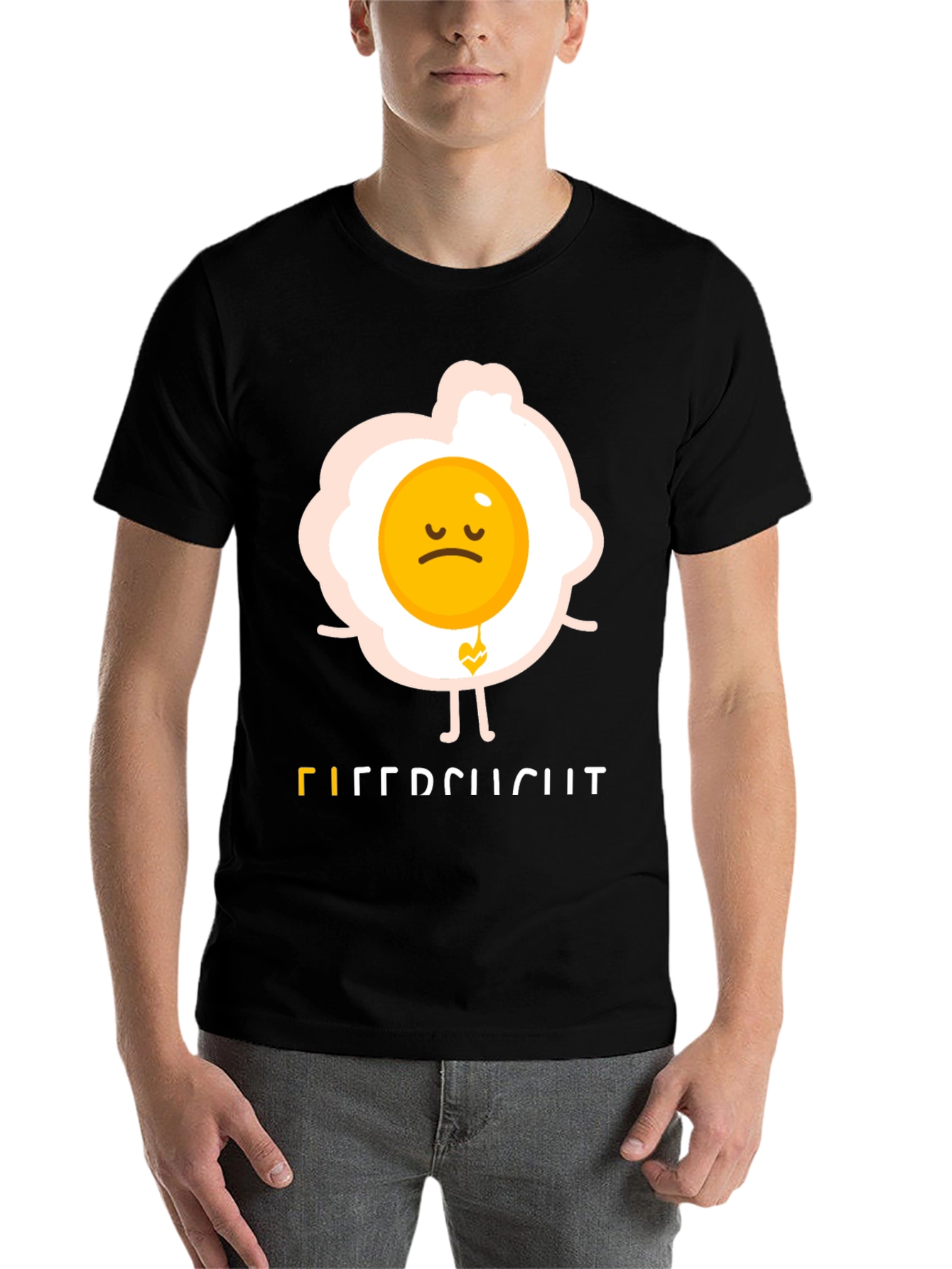 Black Sad Egg Graphic Tee - Unique Humor T-Shirt view 7