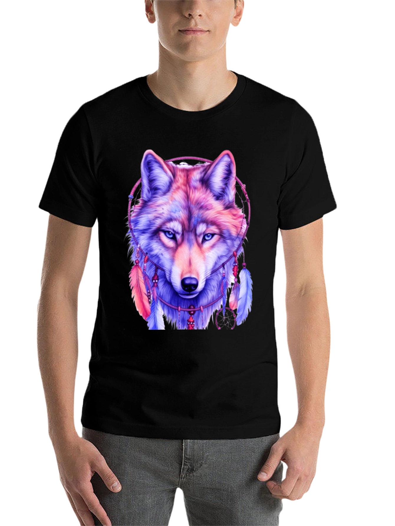 Black Wolf Dreamcatcher Graphic Tee view 7