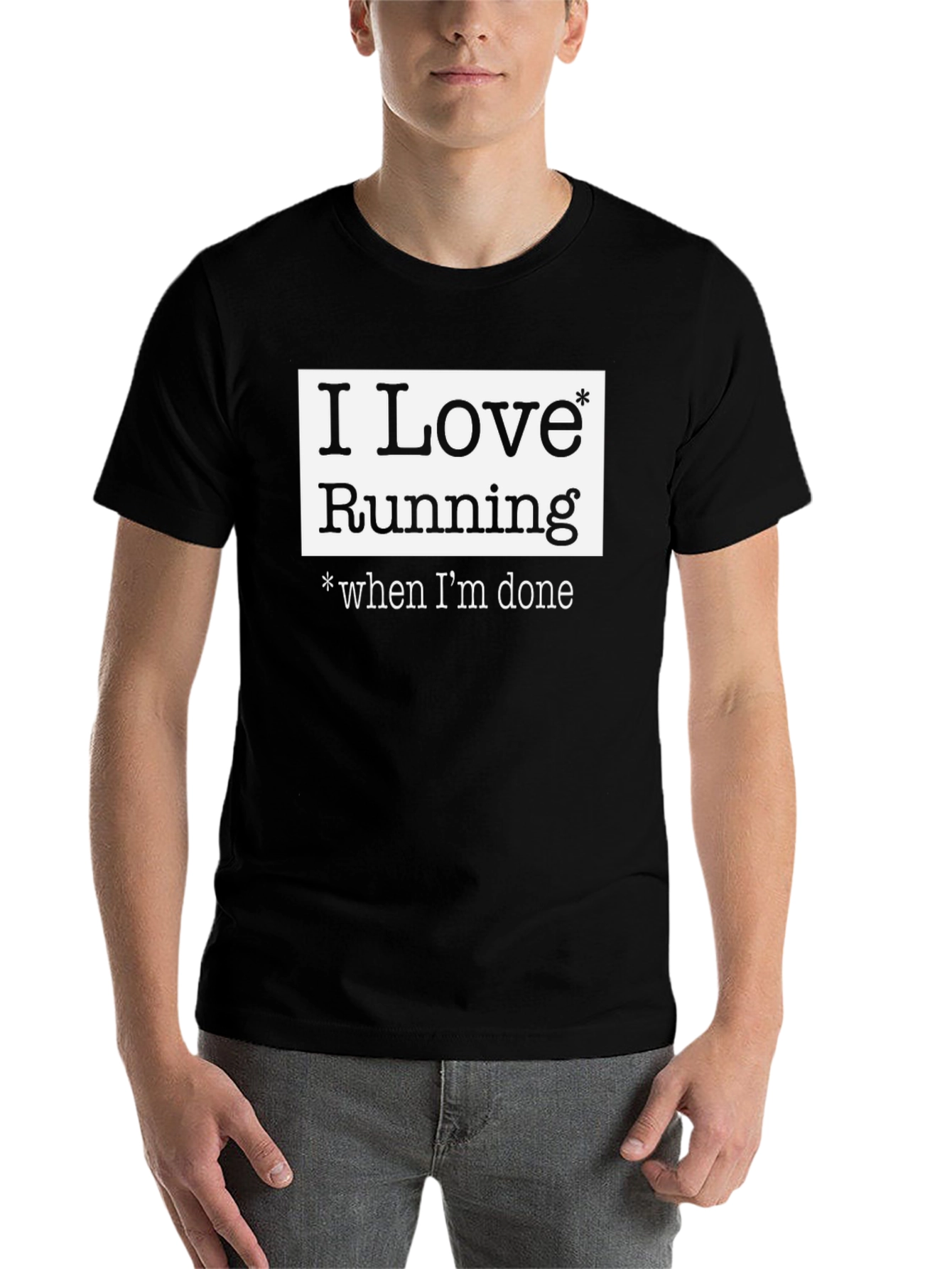 Black I Love Running Funny T-Shirt view 7
