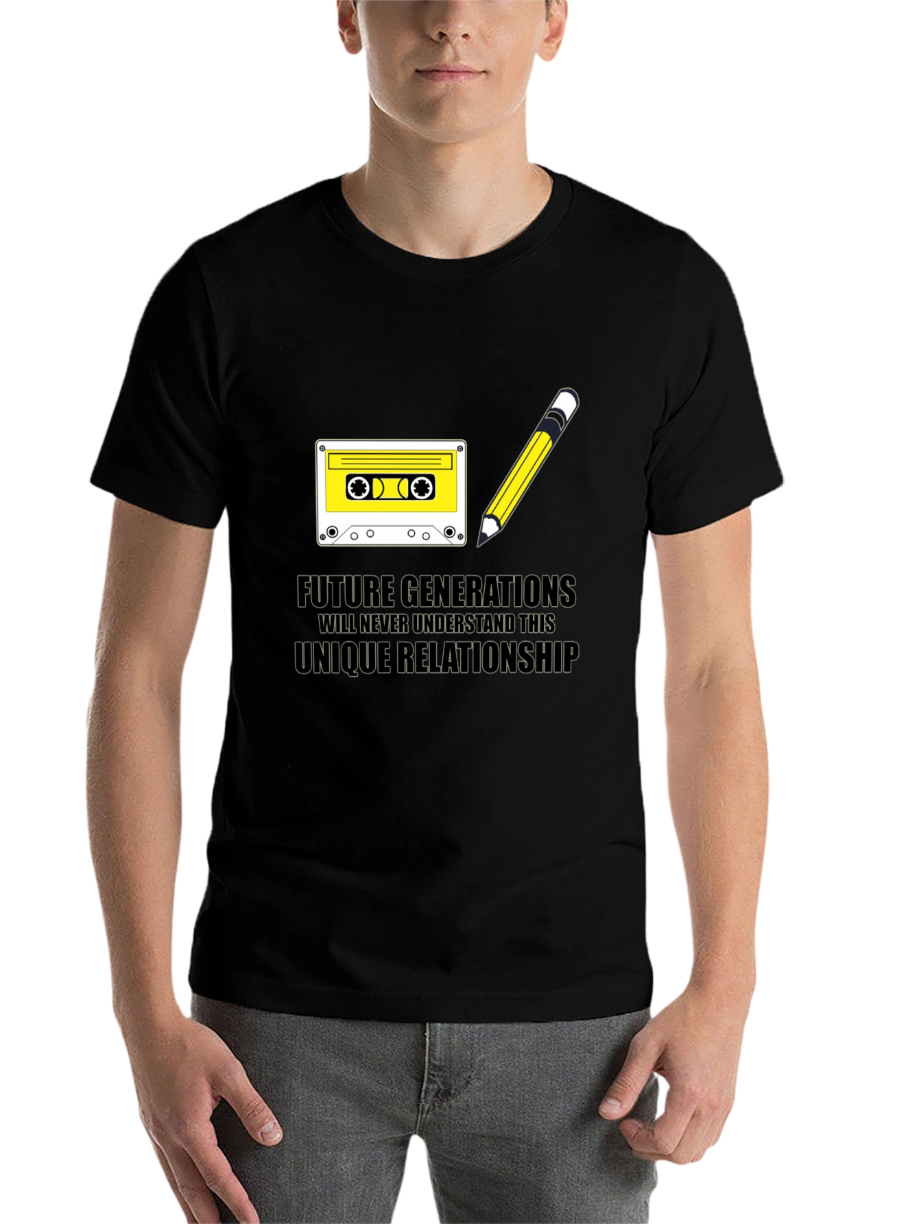 Black Retro Cassette & Pencil T-Shirt - Future Generations view 7