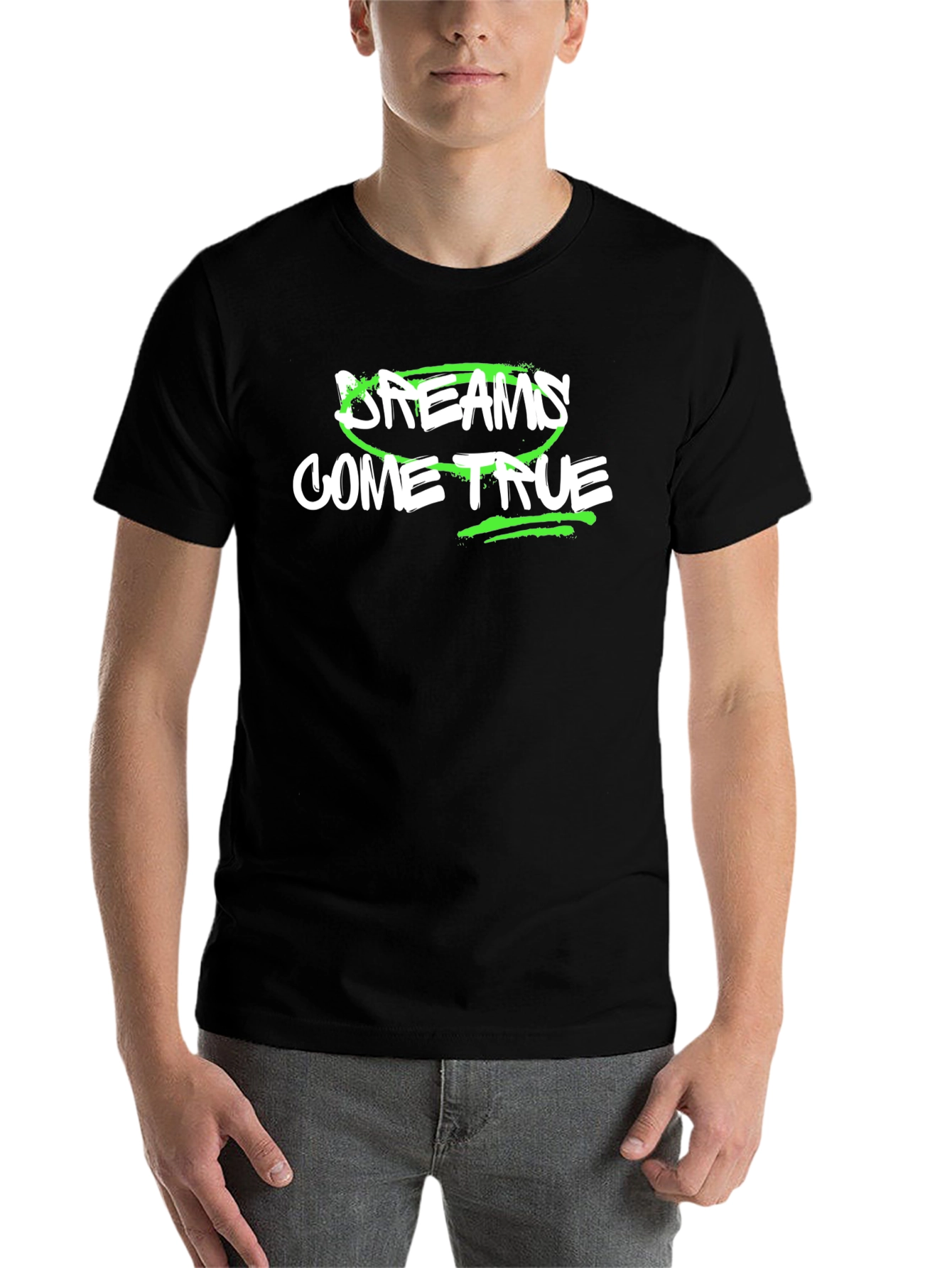 Black Dreams Come True Graphic T-Shirt - Black Cotton Tee view 7