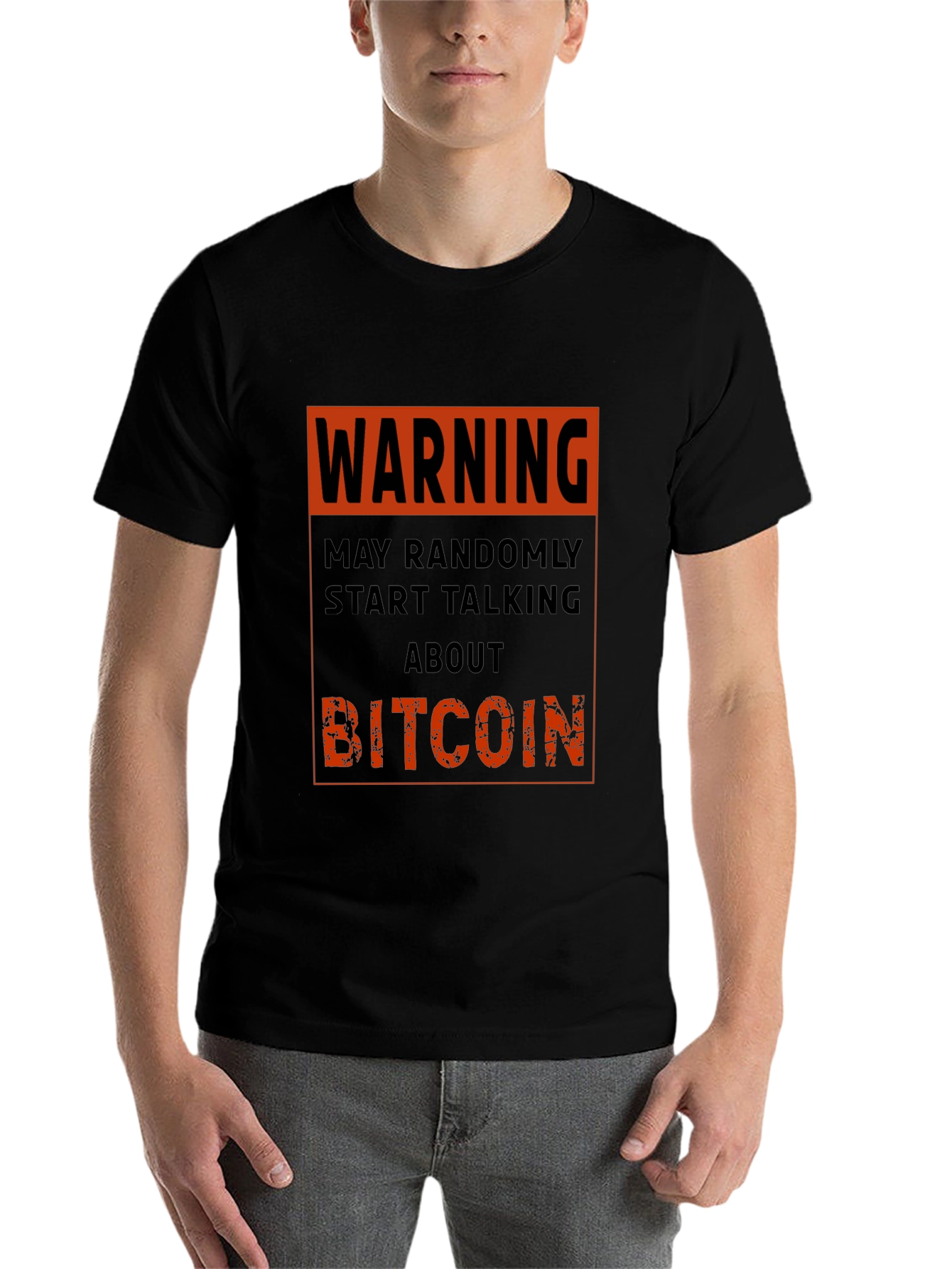 Black Warning Bitcoin T-Shirt - Funny Crypto Tee view 7