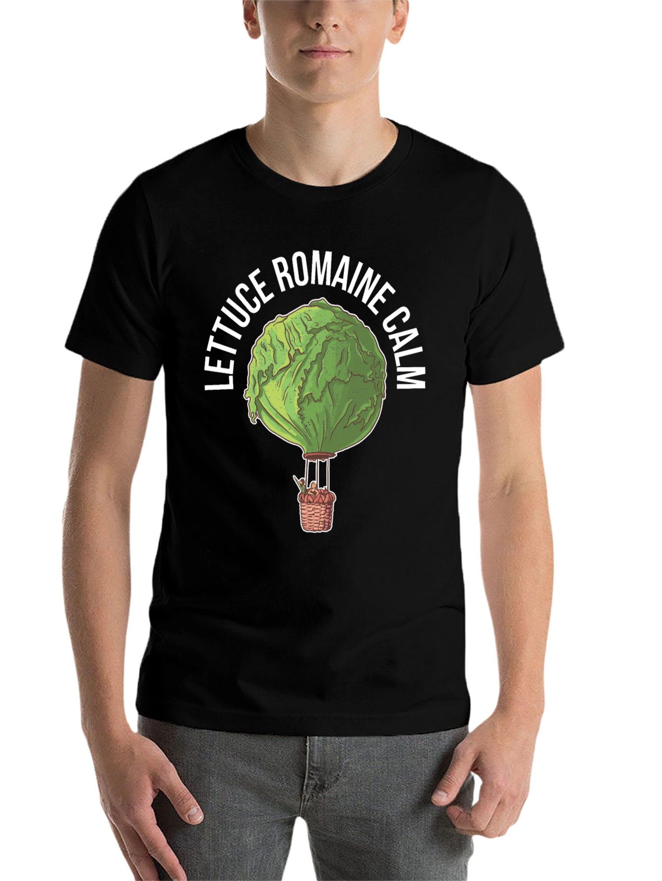 Black Lettuce Romaine Calm Funny Graphic T-Shirt view 7