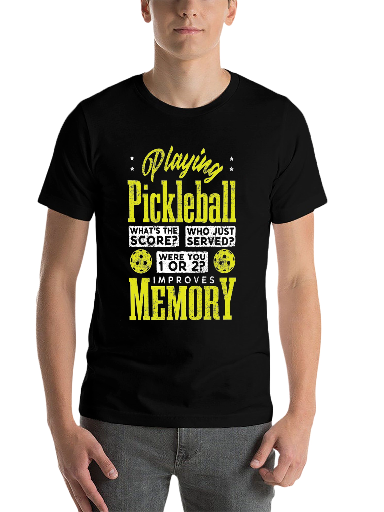 Black Pickleball Memory T-Shirt - Funny Sports Tee view 7