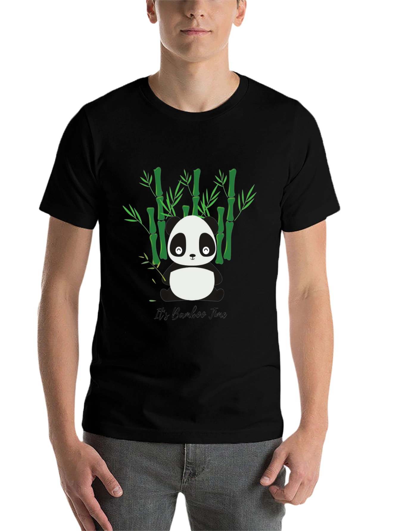 Black Panda Bamboo Time T-Shirt - Soft Cotton Blend view 7
