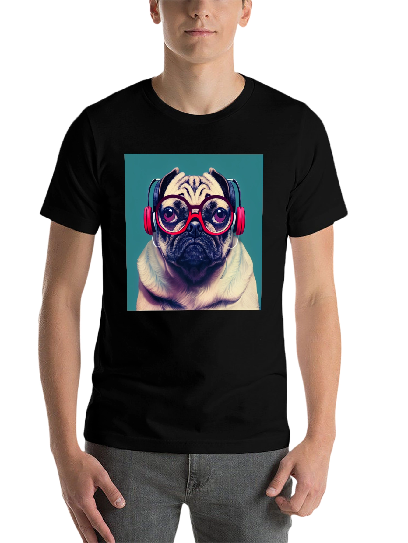 Black Pug DJ Graphic Tee - Stylish Comfort view 7