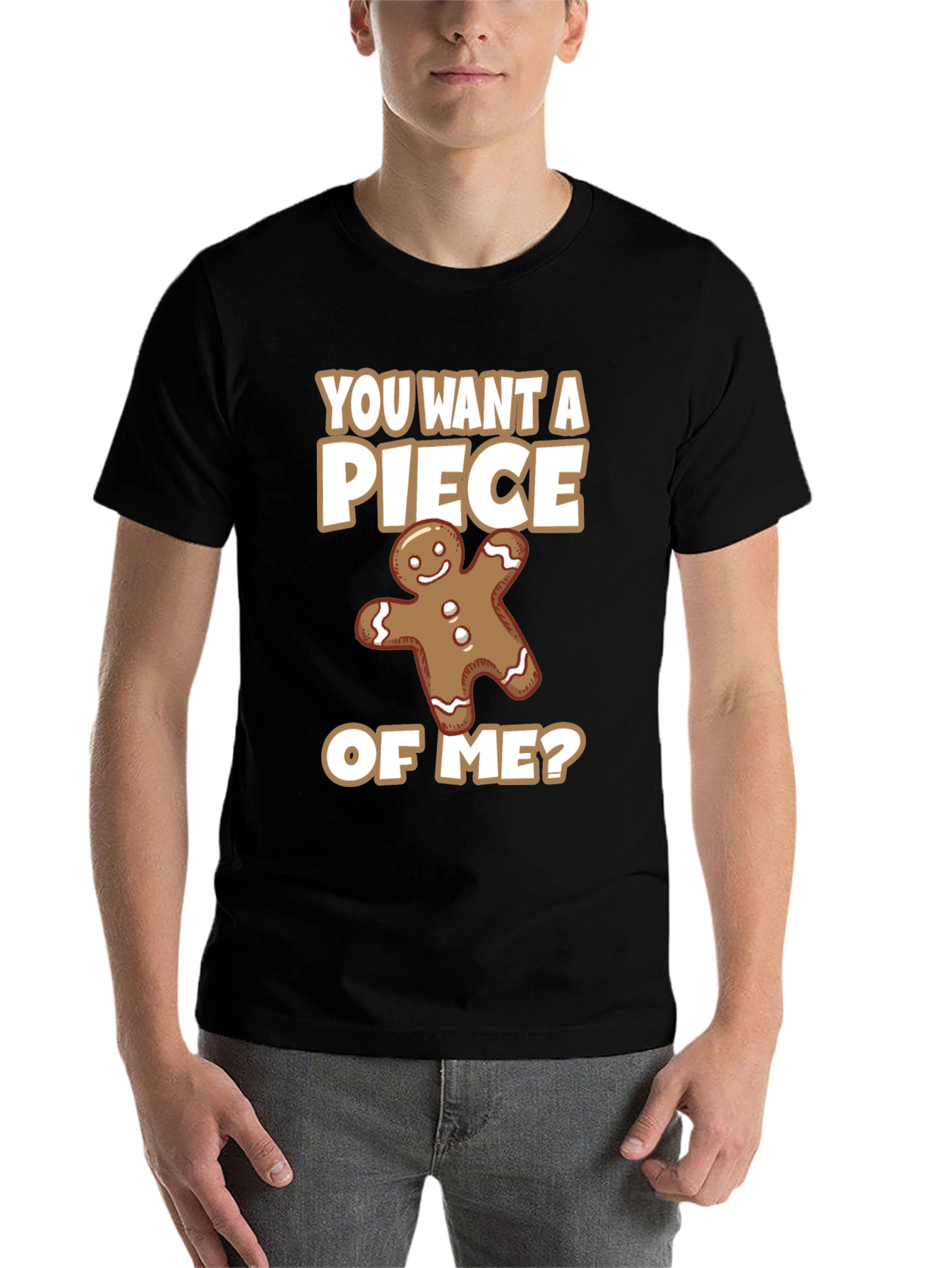 Black Funny Gingerbread Man 'Piece of Me' Graphic Tee view 7
