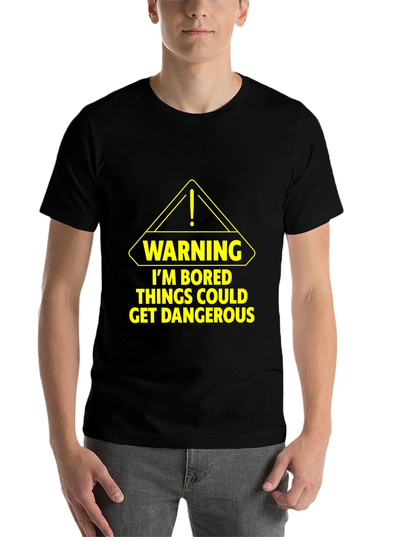Black Warning: I'm Bored T-Shirt - Black Graphic Tee view 7