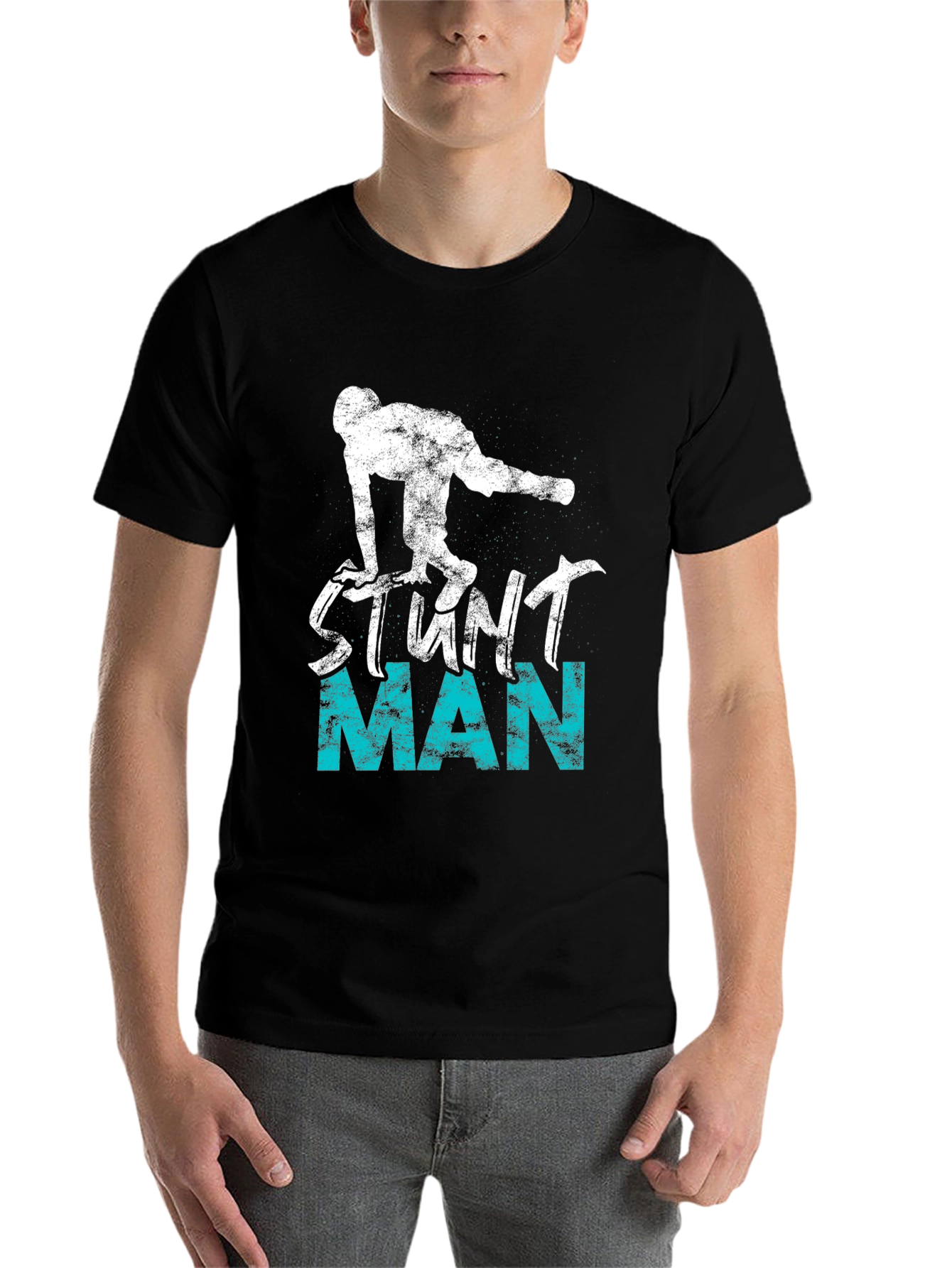 Black Stunt Man Graphic Tee - Cool Design T-Shirt view 7