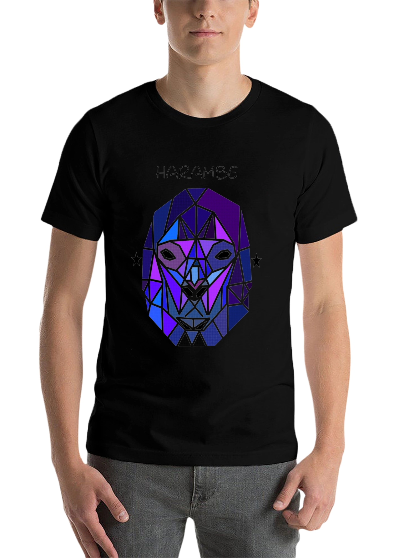 Black Harambe Graphic Tee - Geometric Gorilla Design view 7