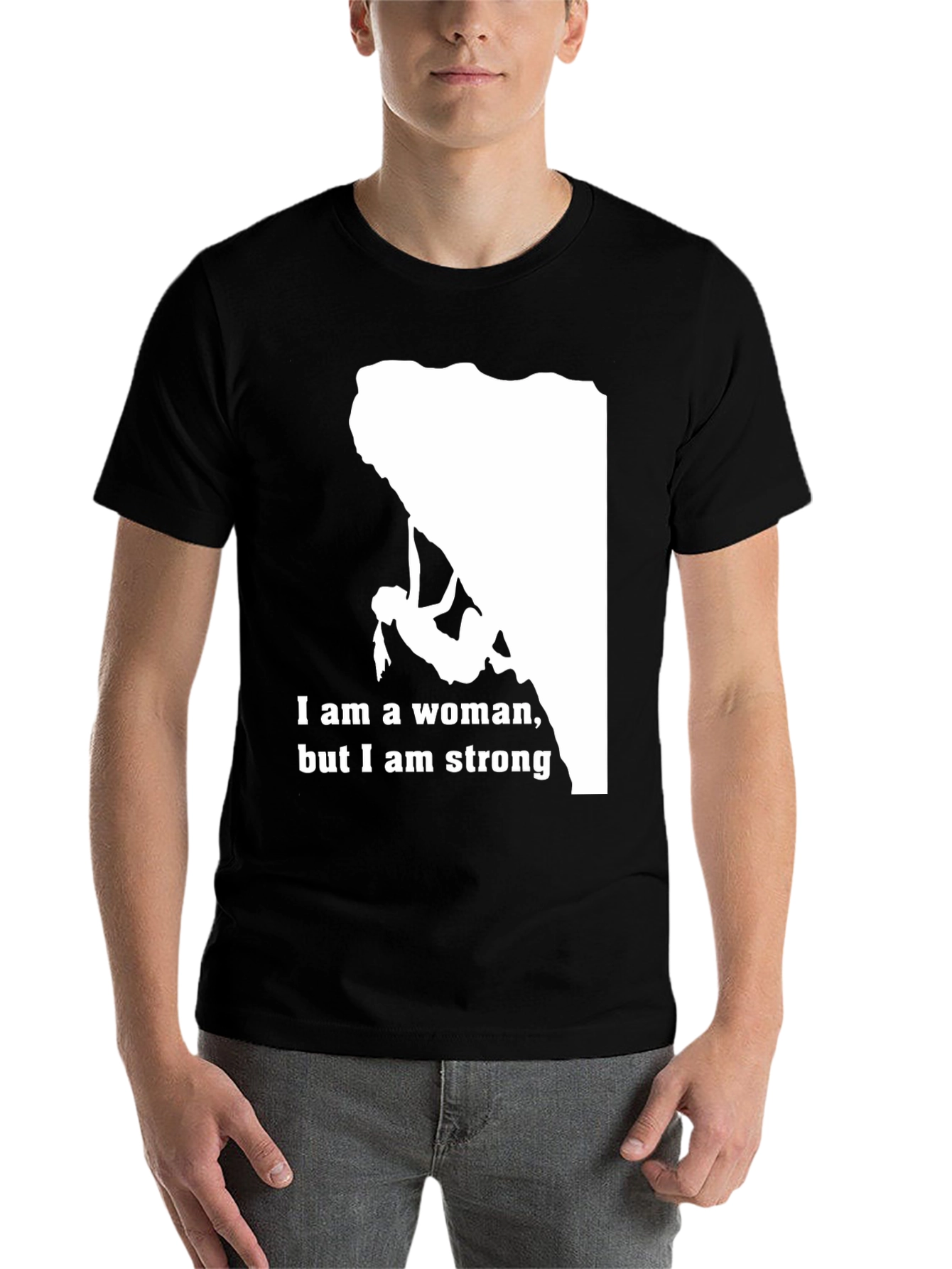 Black Strong Woman Climber T-Shirt - Black view 7