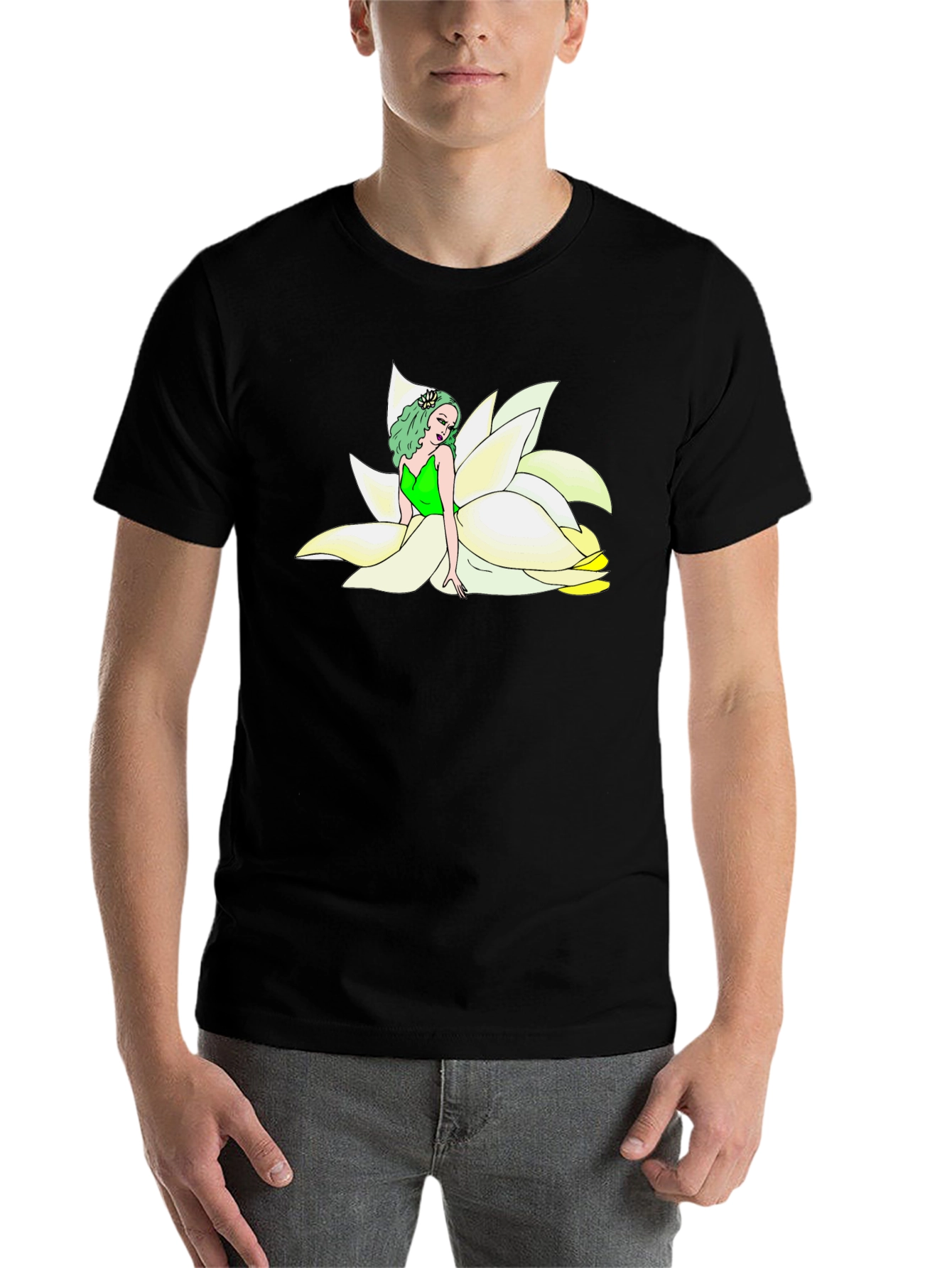 Black Floral Fairy T-Shirt - Unique Graphic Tee view 7