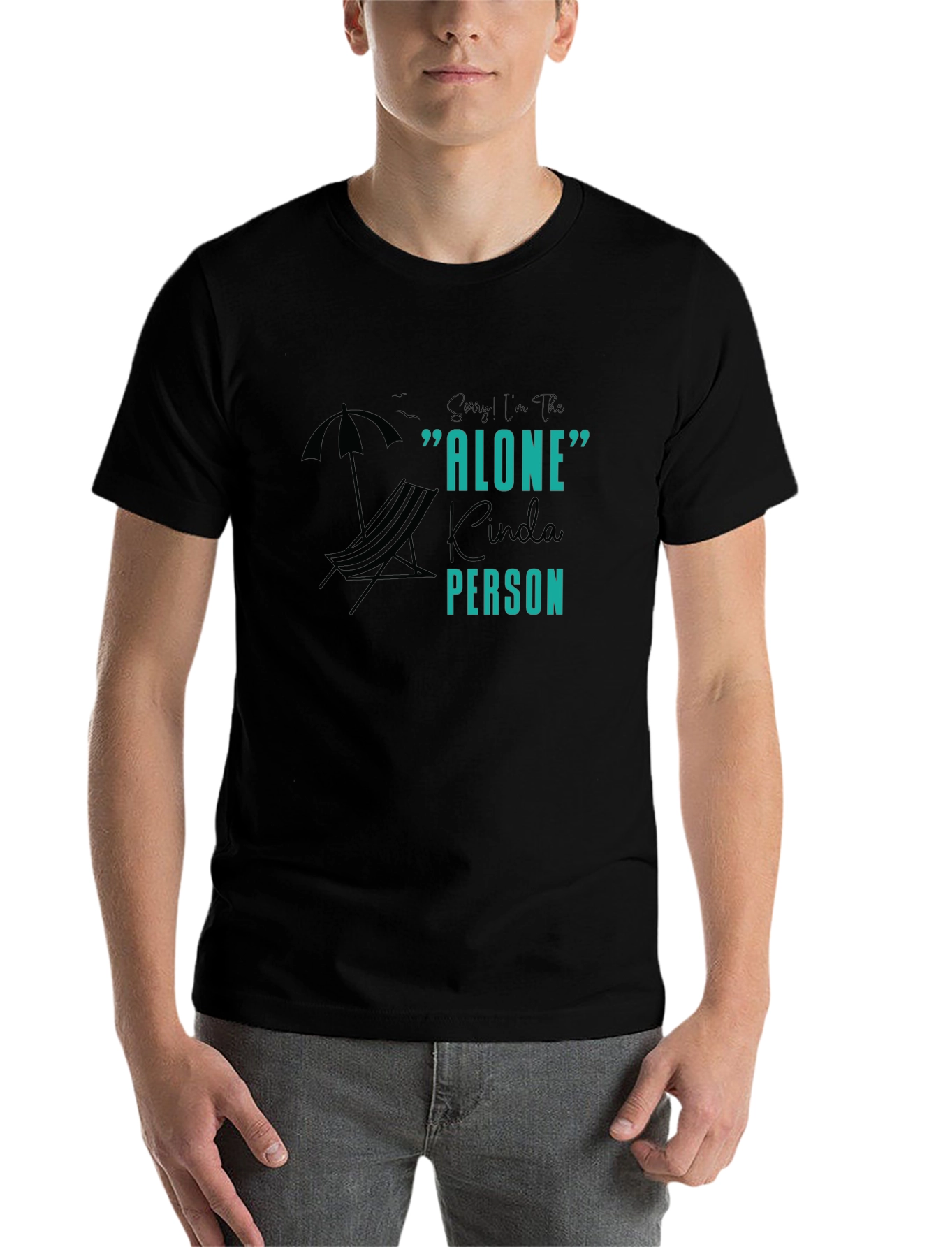 Black Alone Kinda Person Graphic Tee - Unisex Black T-Shirt view 7