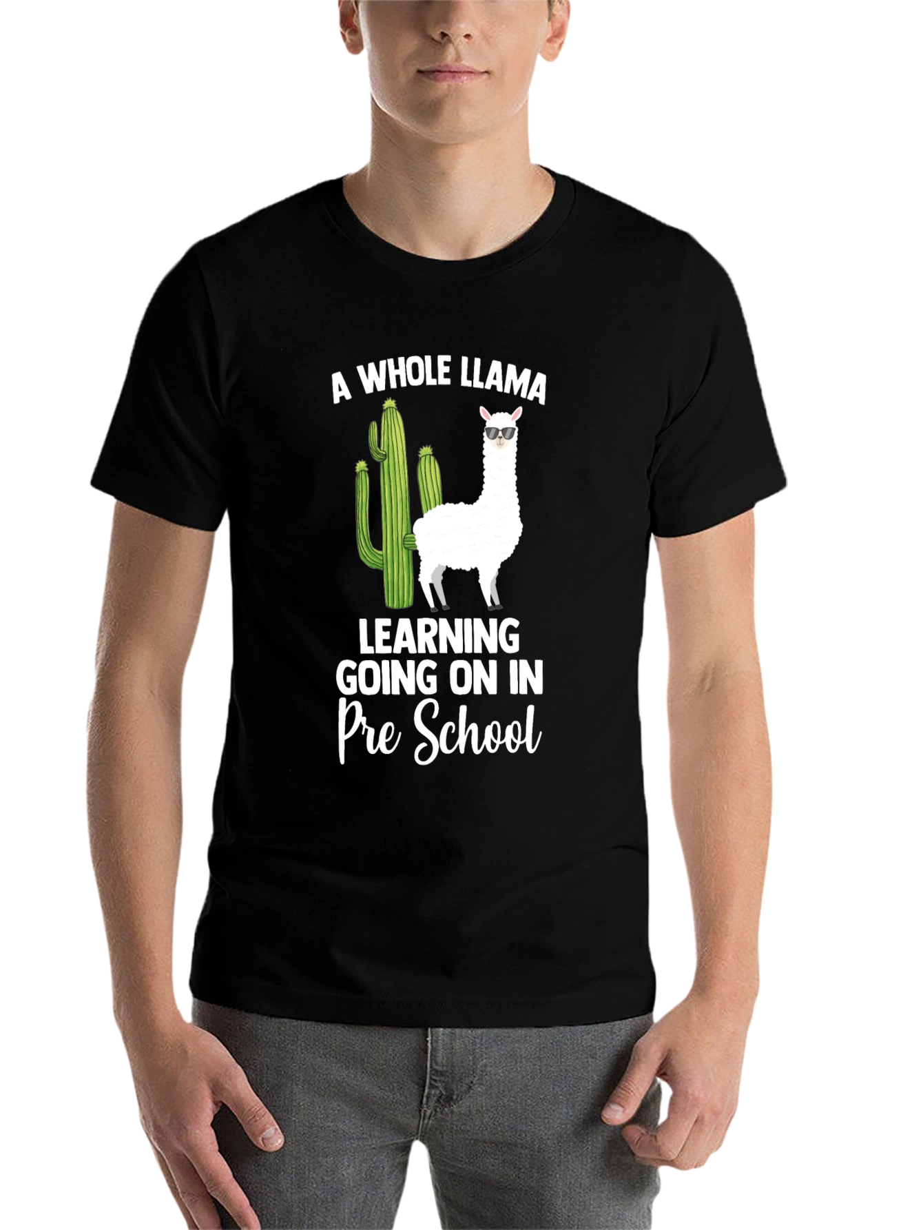 Black Llama Pre-School Teacher T-Shirt view 7