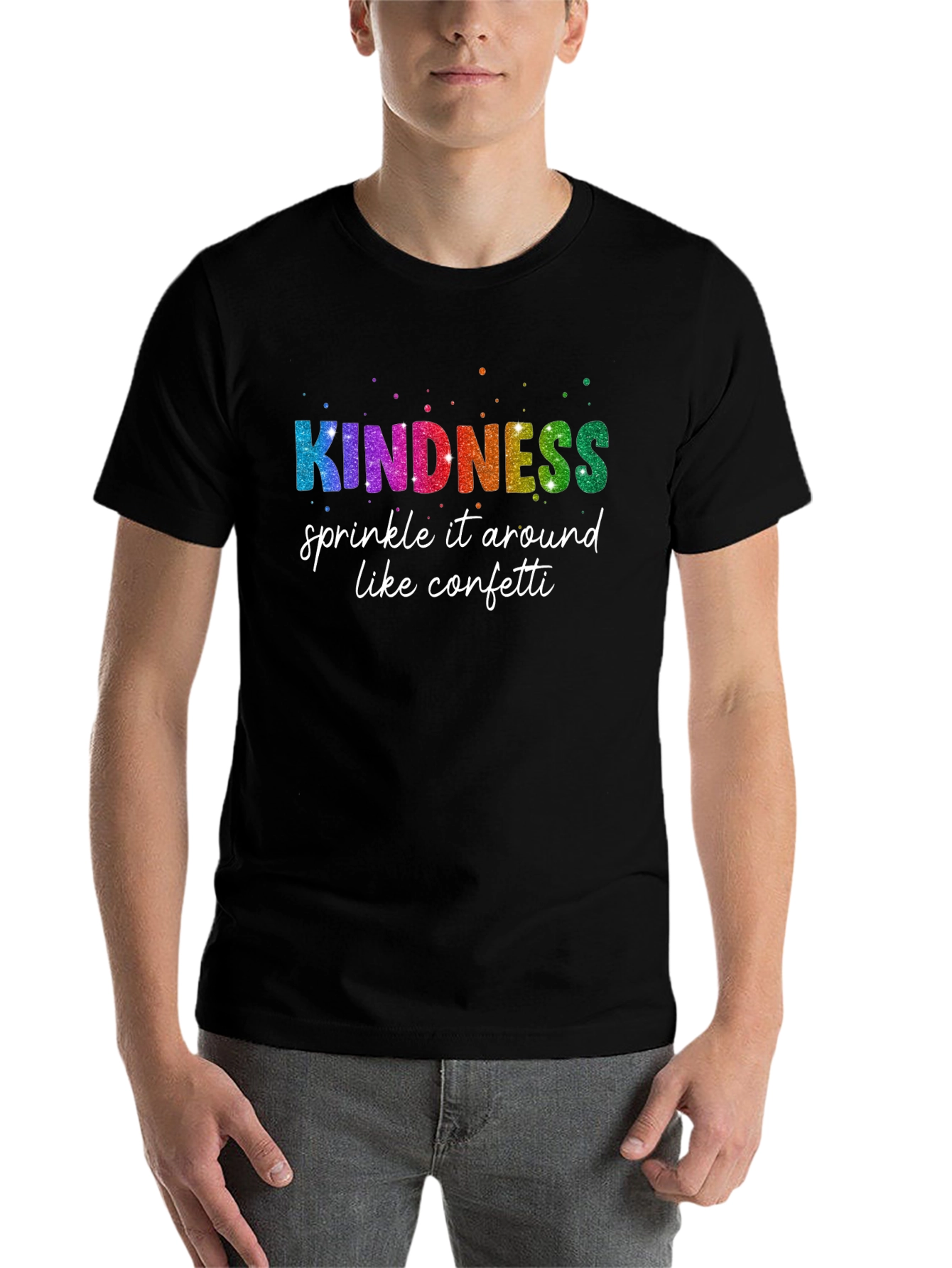Black Kindness Sprinkle Confetti T-Shirt view 7