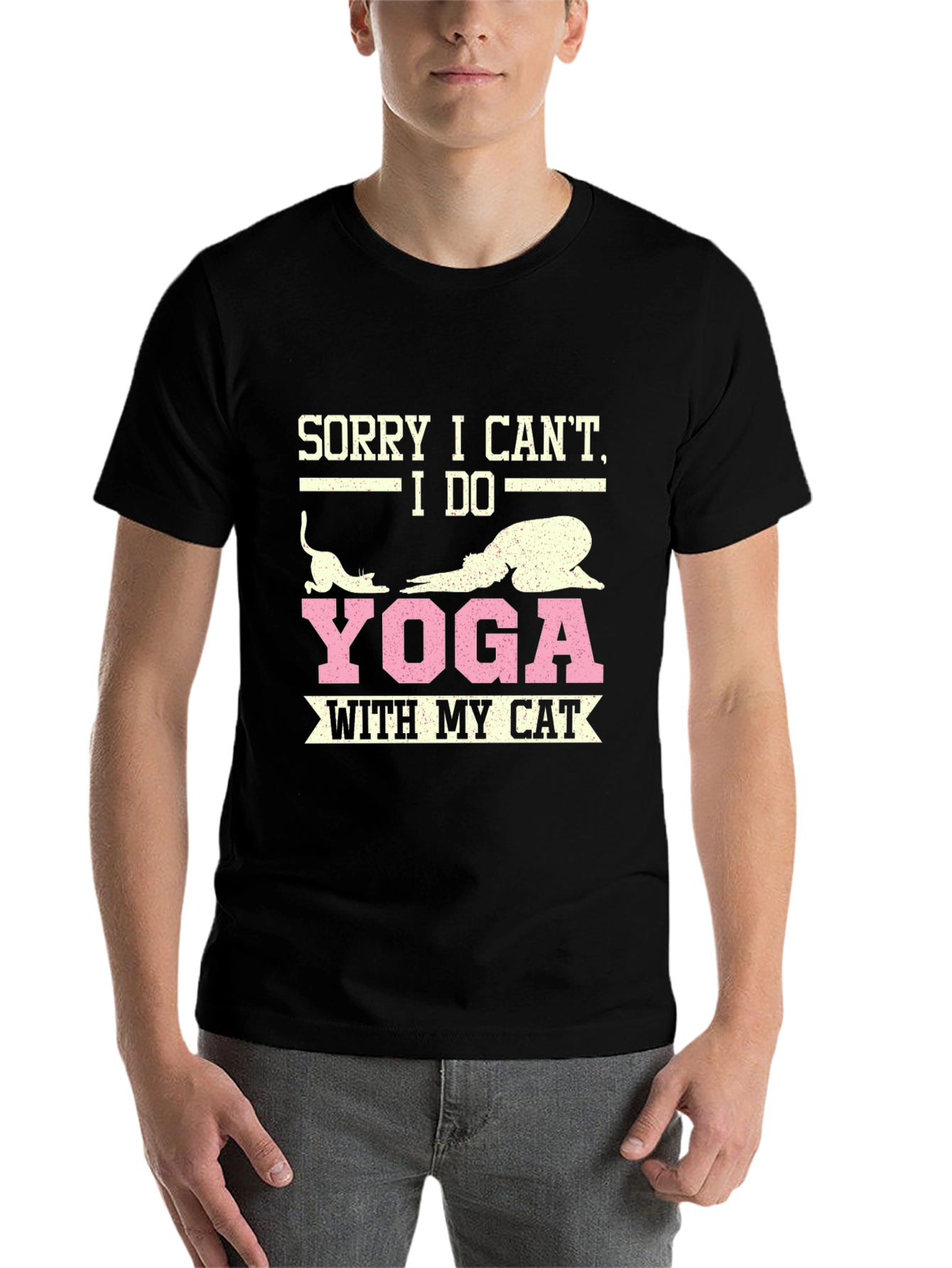 Black Yoga with My Cat T-Shirt view 7