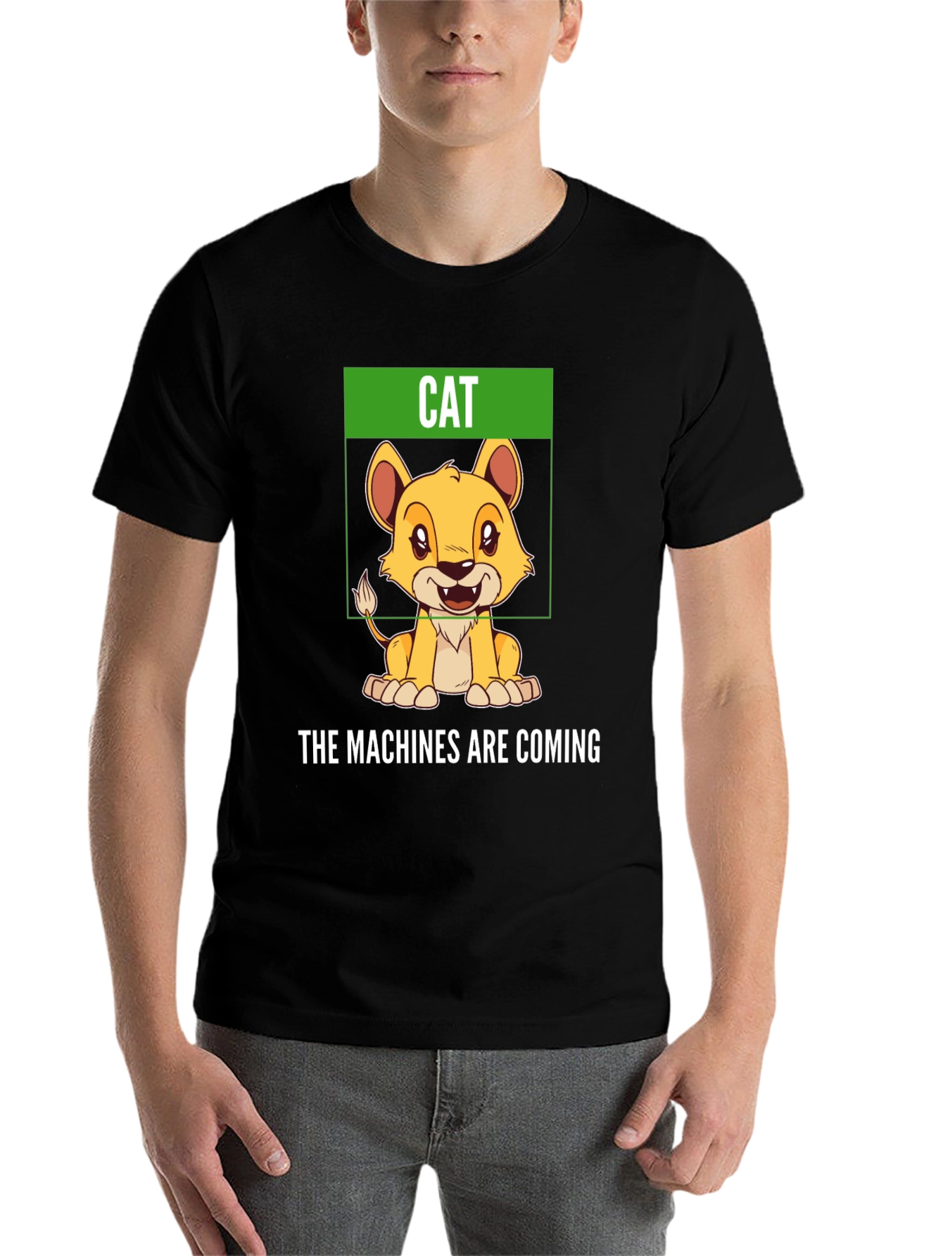 Black Humorous "Cat" T-Shirt - The Machines Are Coming view 7