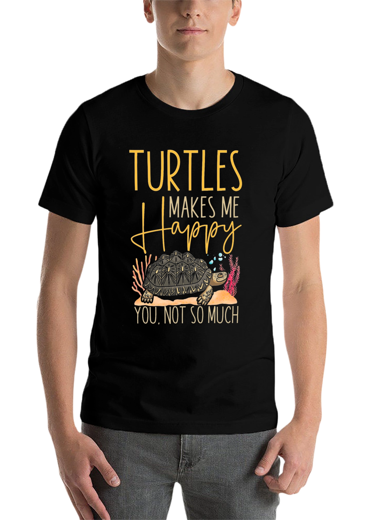 Black Turtles Make Me Happy Graphic T-Shirt view 7