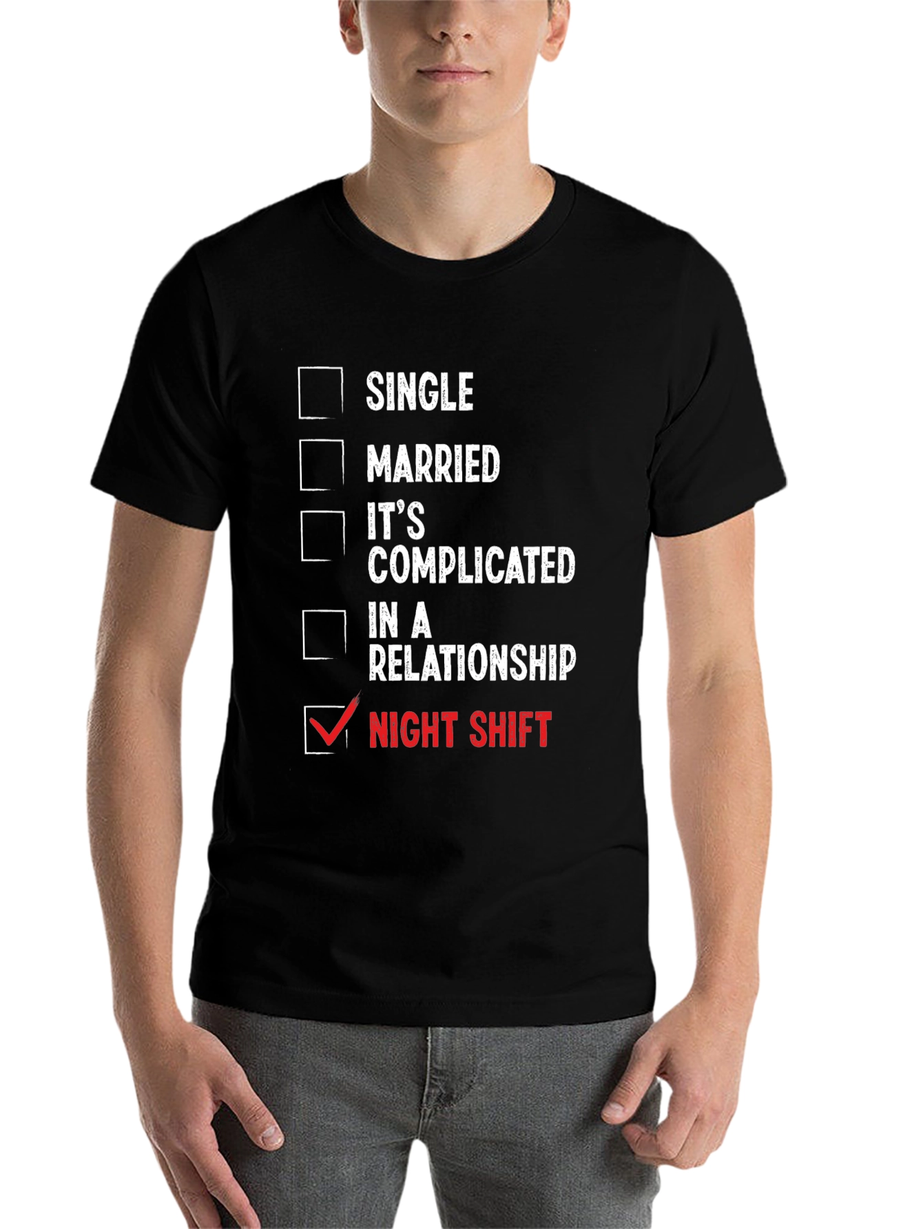 Black Night Shift Humor T-Shirt view 7