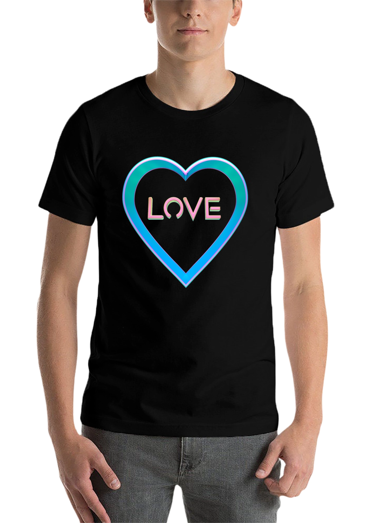 Black Love Heart Graphic Tee - Black view 7