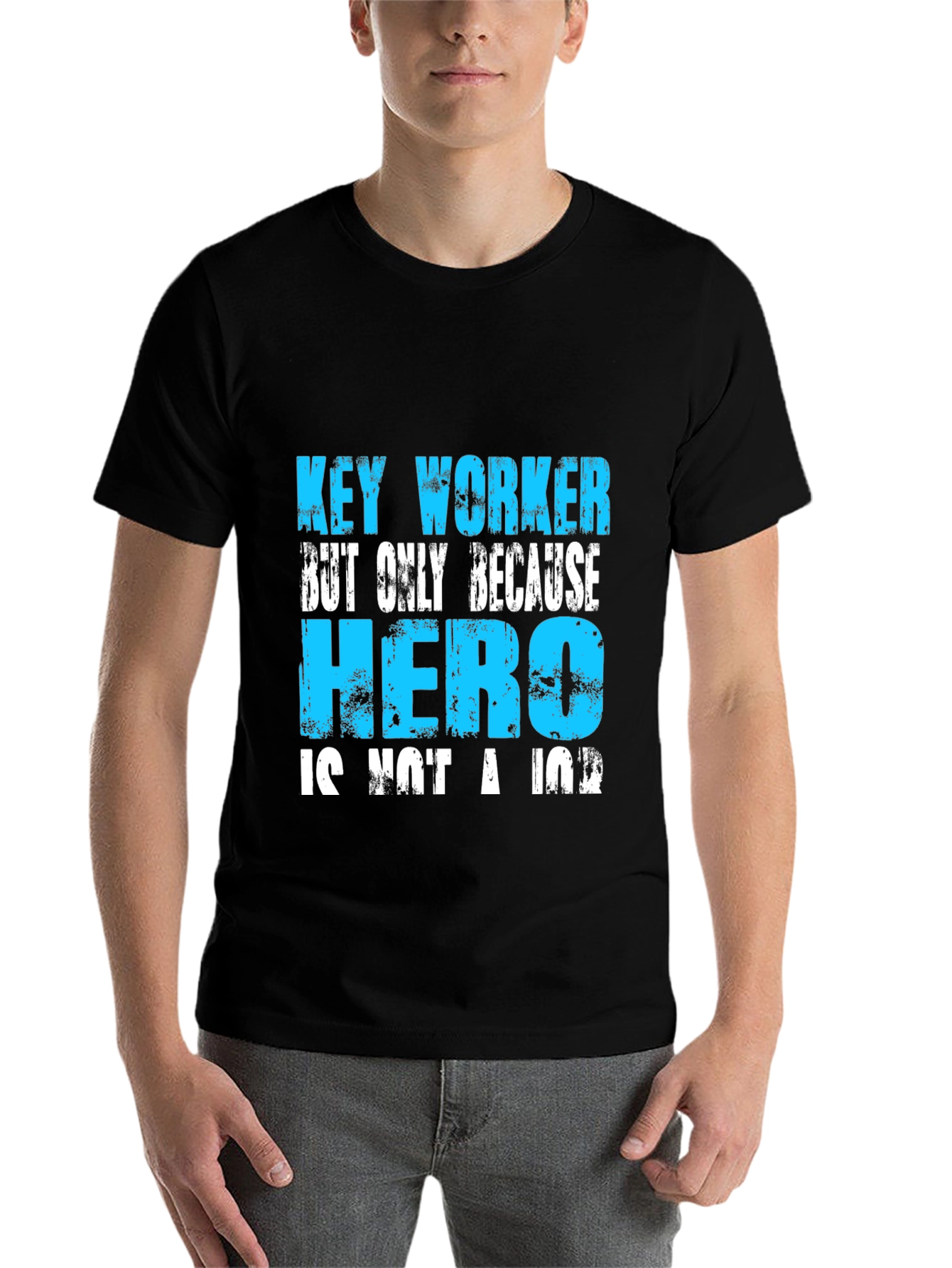 Black Key Worker Hero Graphic Tee - Essential Worker T-Shirt view 7