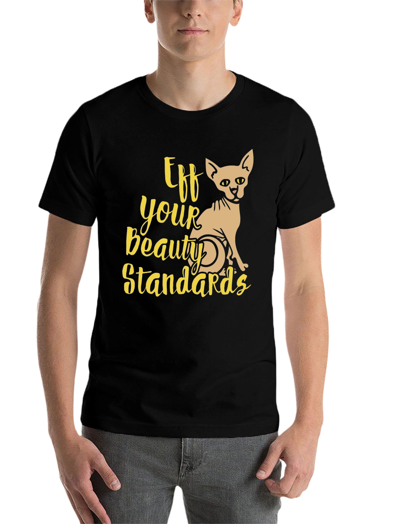 Black Eff Your Beauty Standards Cat Graphic Tee view 7