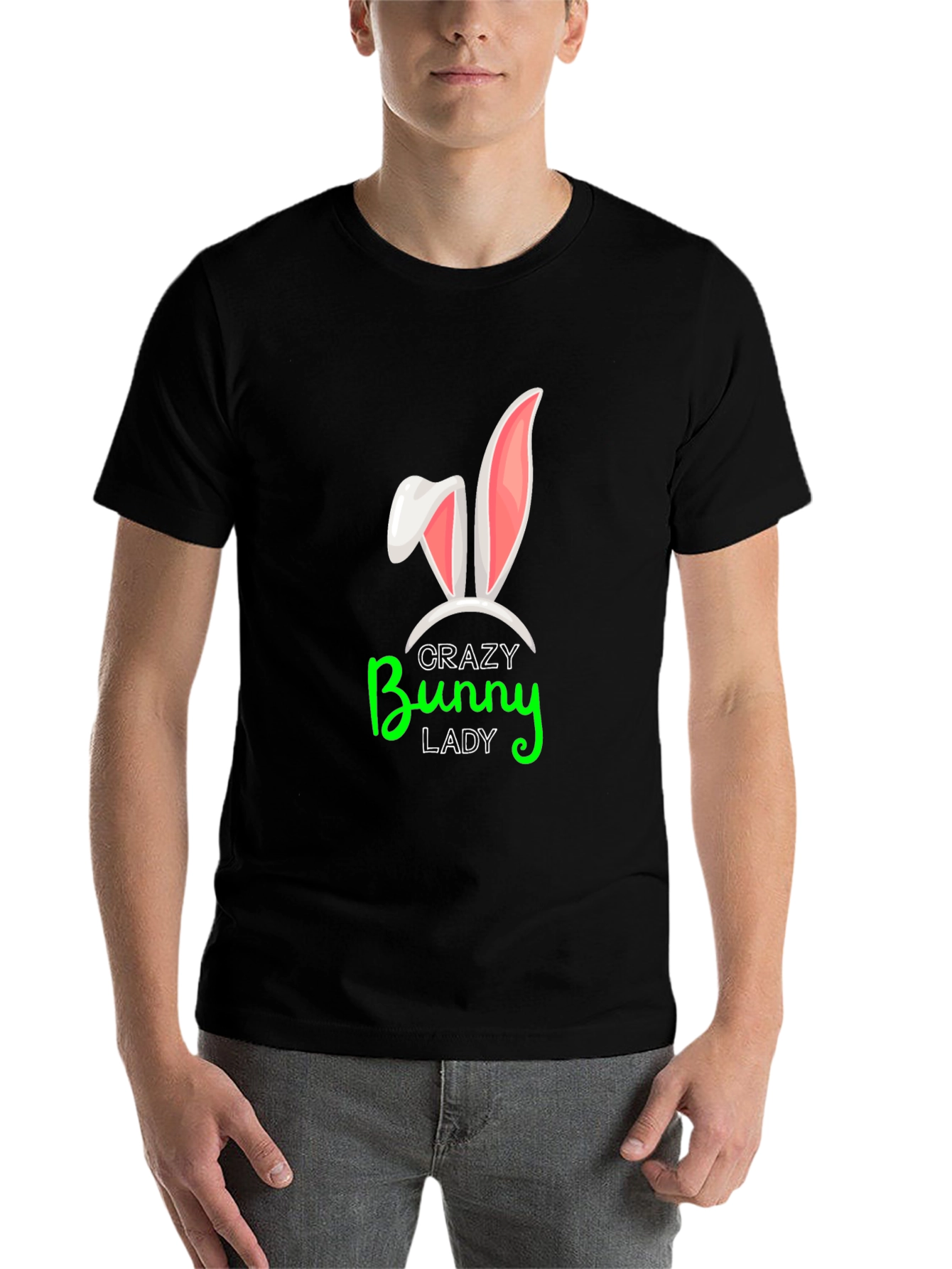Black Crazy Bunny Lady Graphic Tee view 7