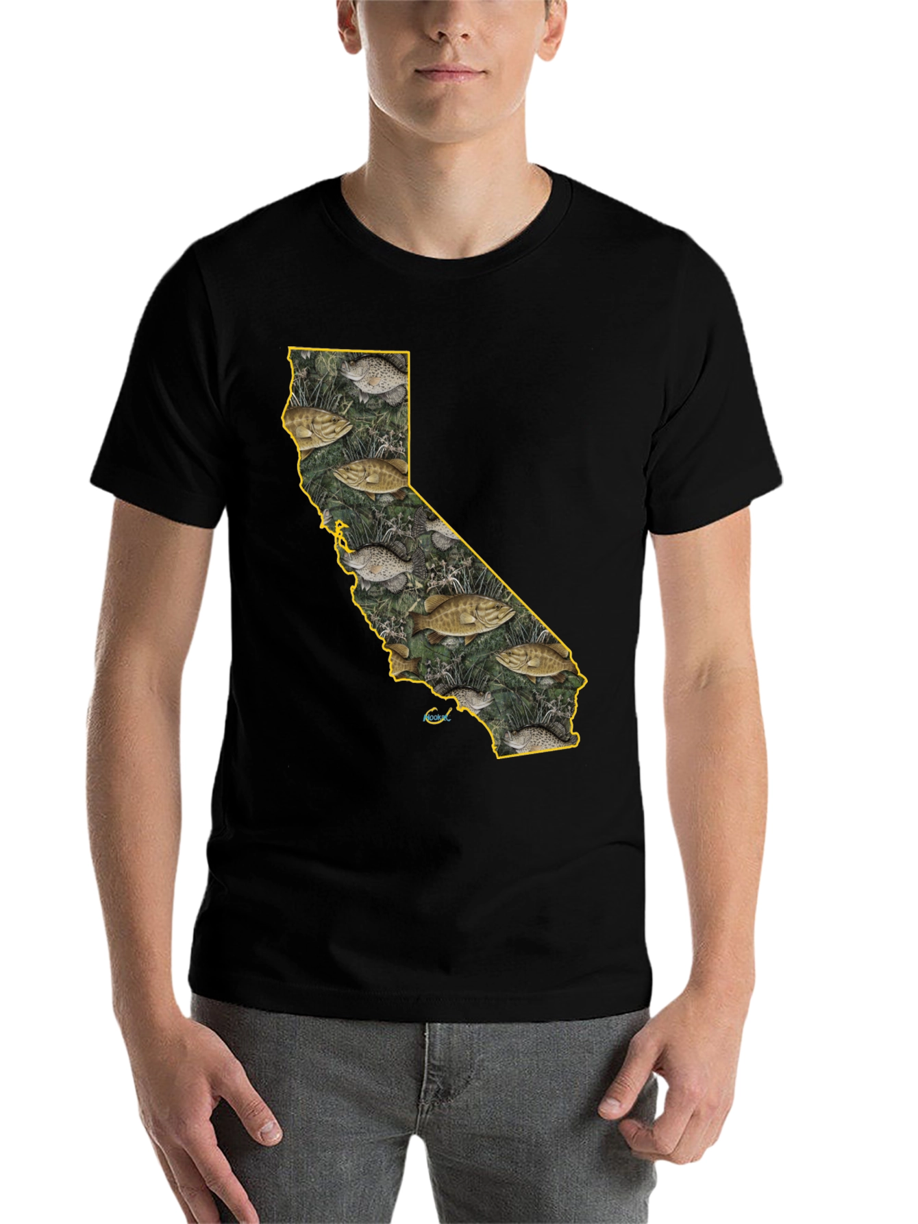 Black California Fish Graphic Tee - Bass Fishing T-Shirt view 7