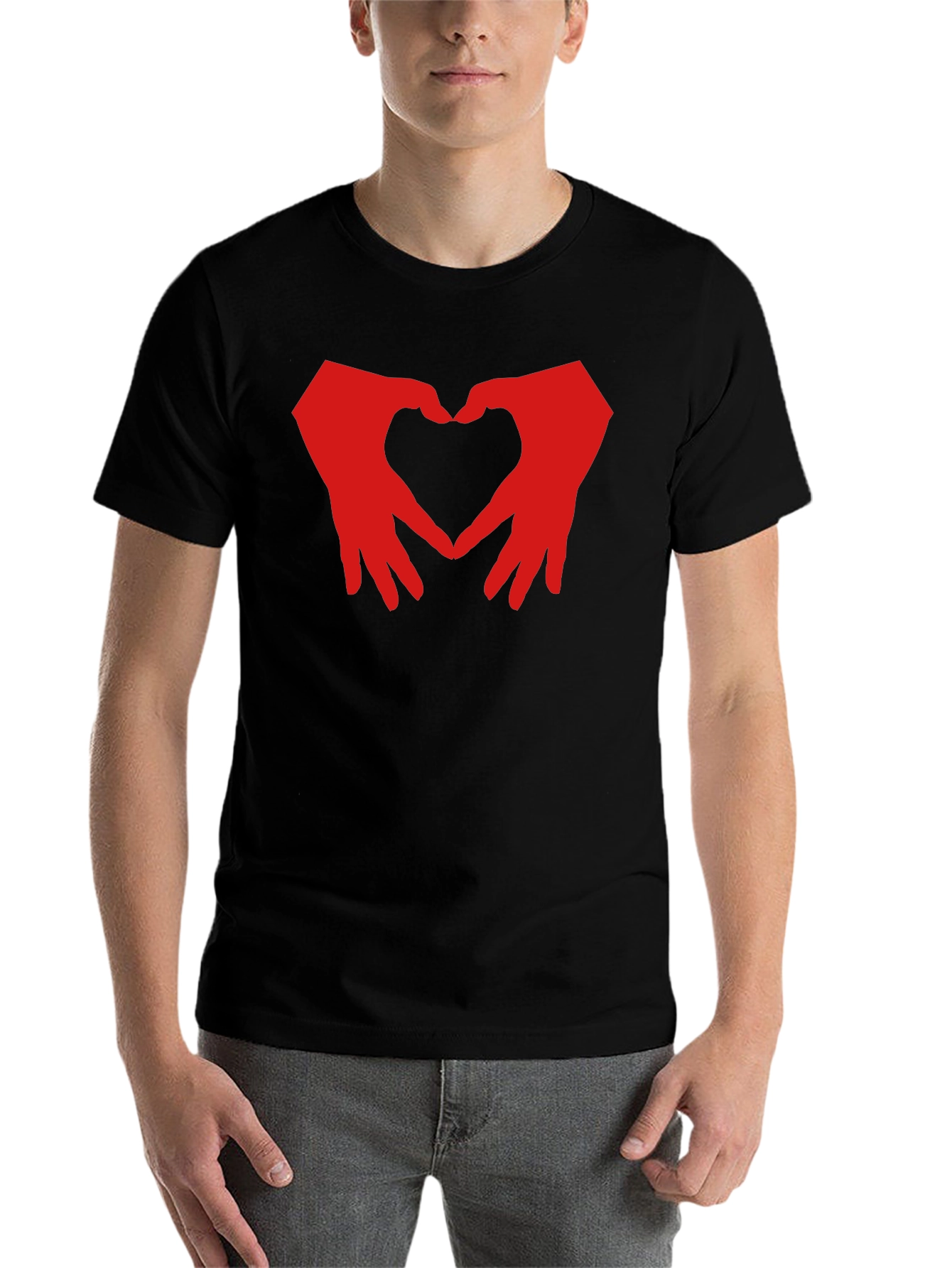 Black Heart Hands Graphic T-Shirt - Black Cotton Blend view 7