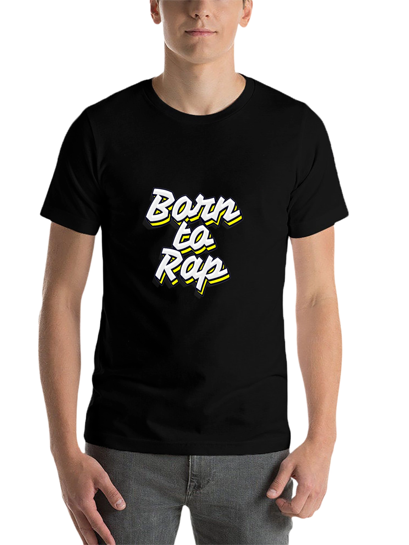 Black Born to Rap Black T-Shirt view 7