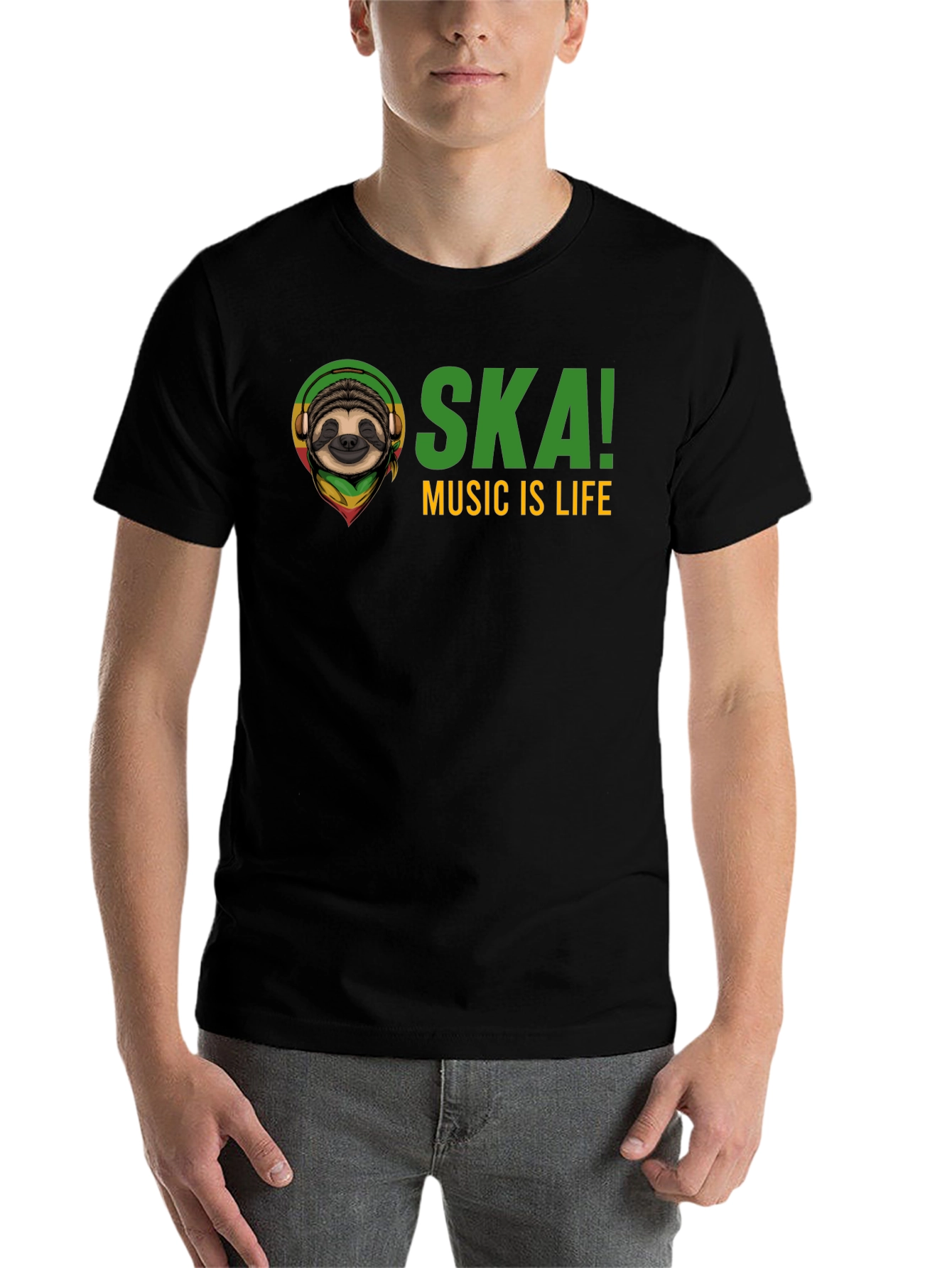Black Ska Music is Life Sloth Graphic Tee - Black view 7