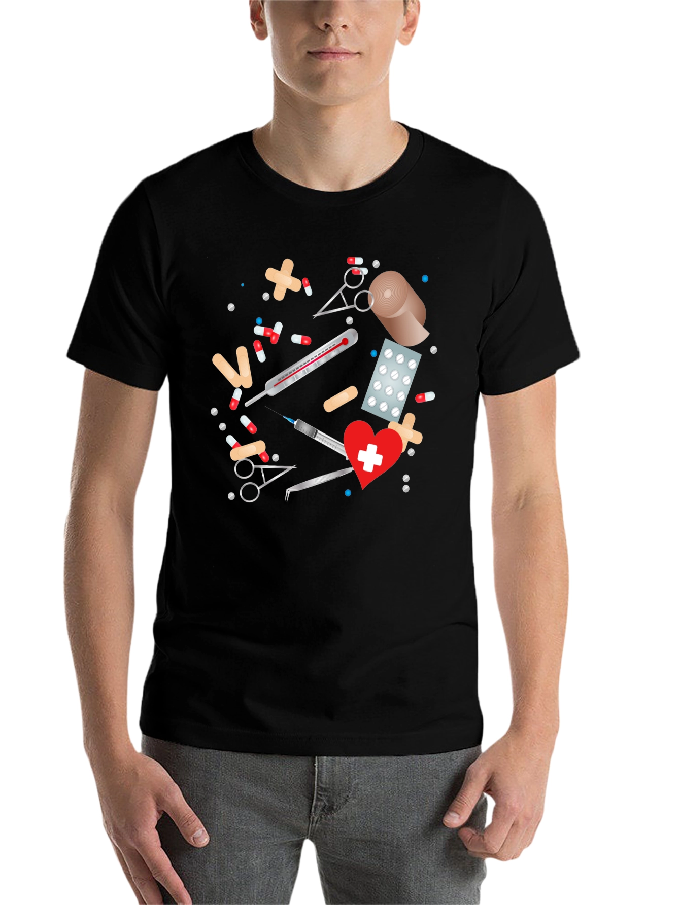Black Medical Theme Graphic Tee view 7
