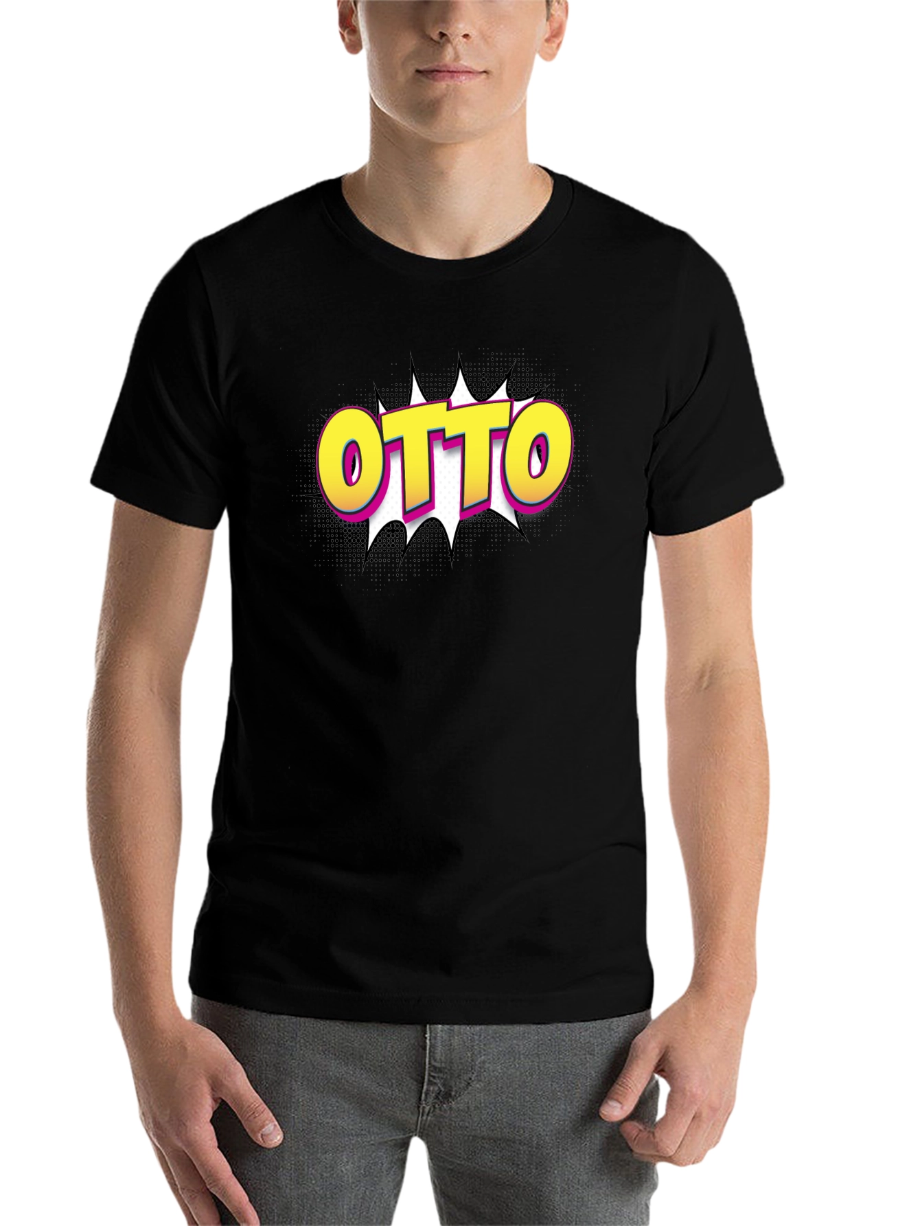 Black Otto Pop Art Graphic Black T-Shirt view 7