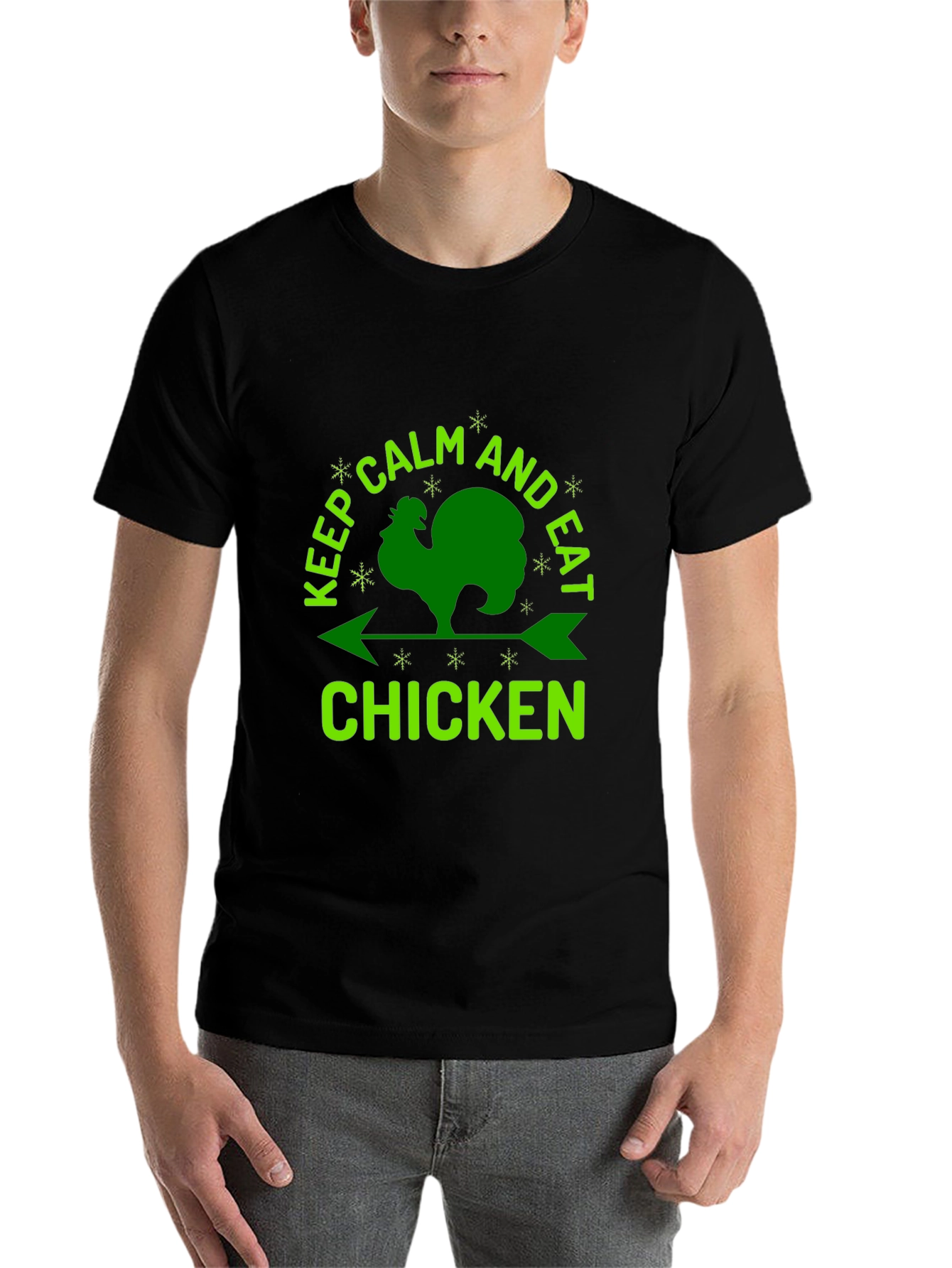 Black Keep Calm & Eat Chicken Graphic Tee view 7