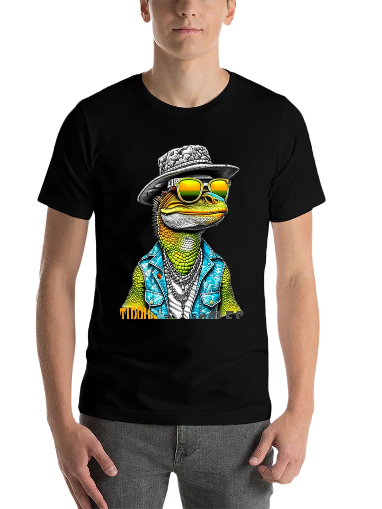 Black Cool Lizard Graphic T-Shirt view 7
