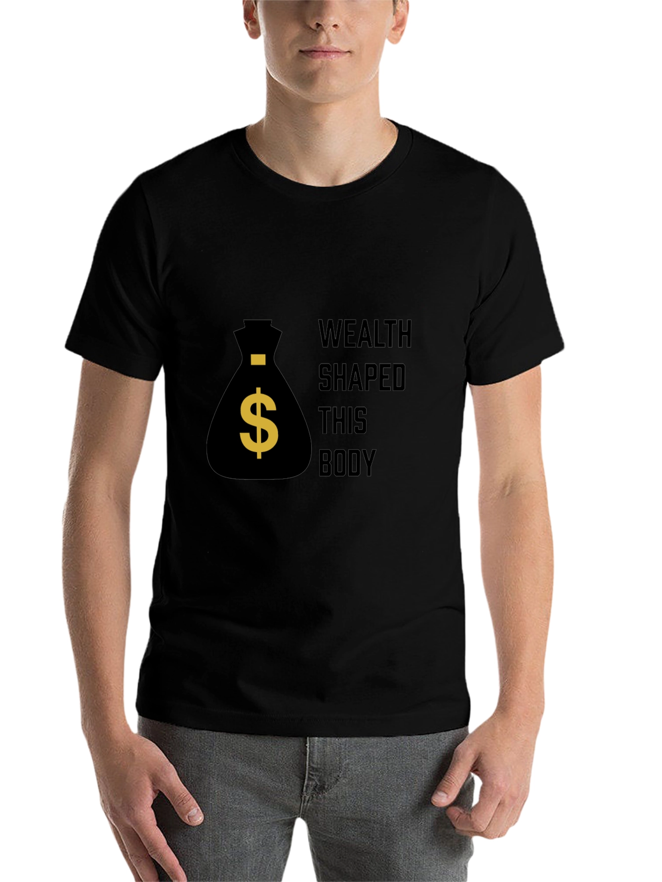 Black Wealth Shaped Body Graphic Tee - Black view 7