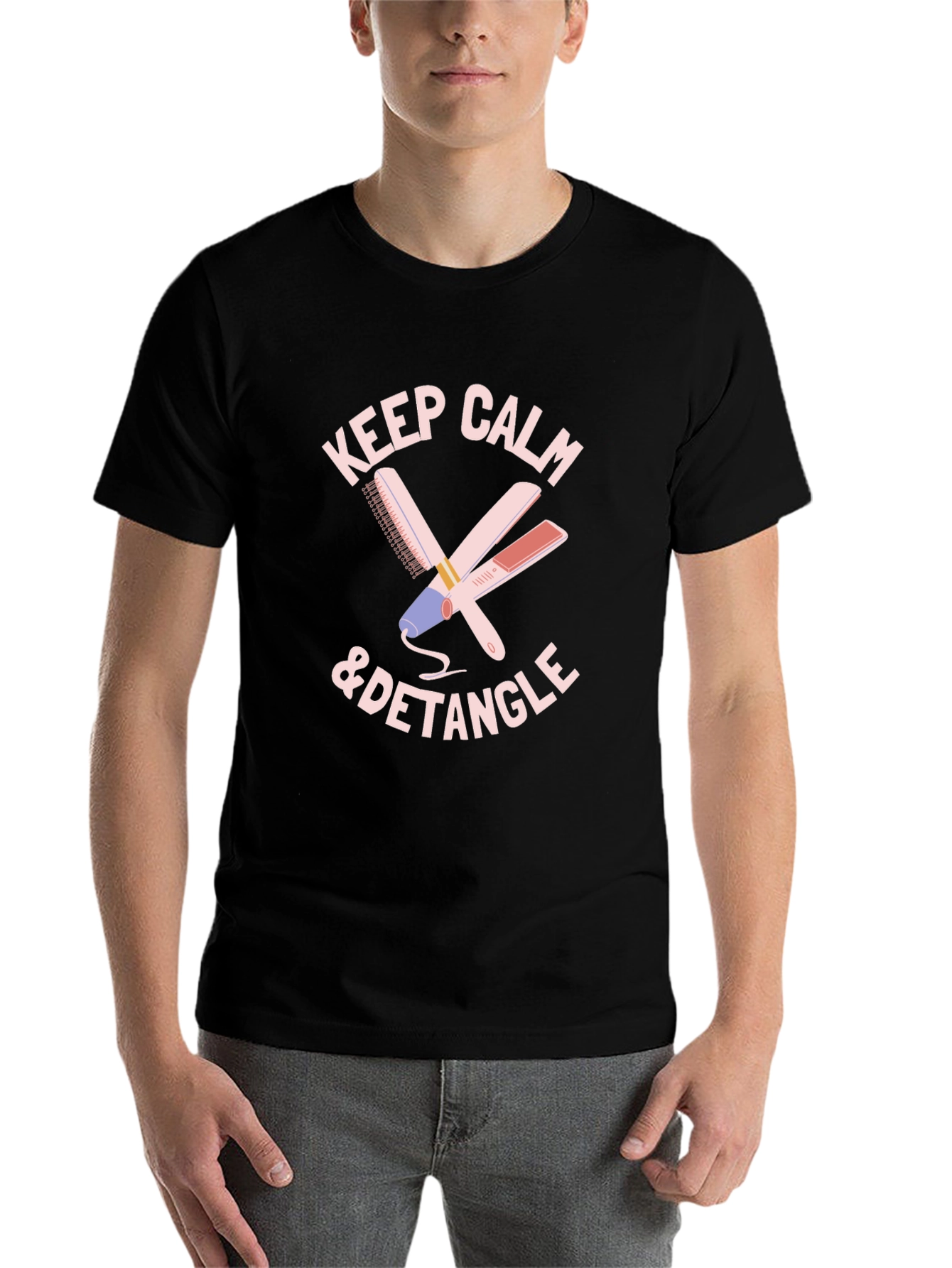 Black Keep Calm & Detangle T-Shirt view 7