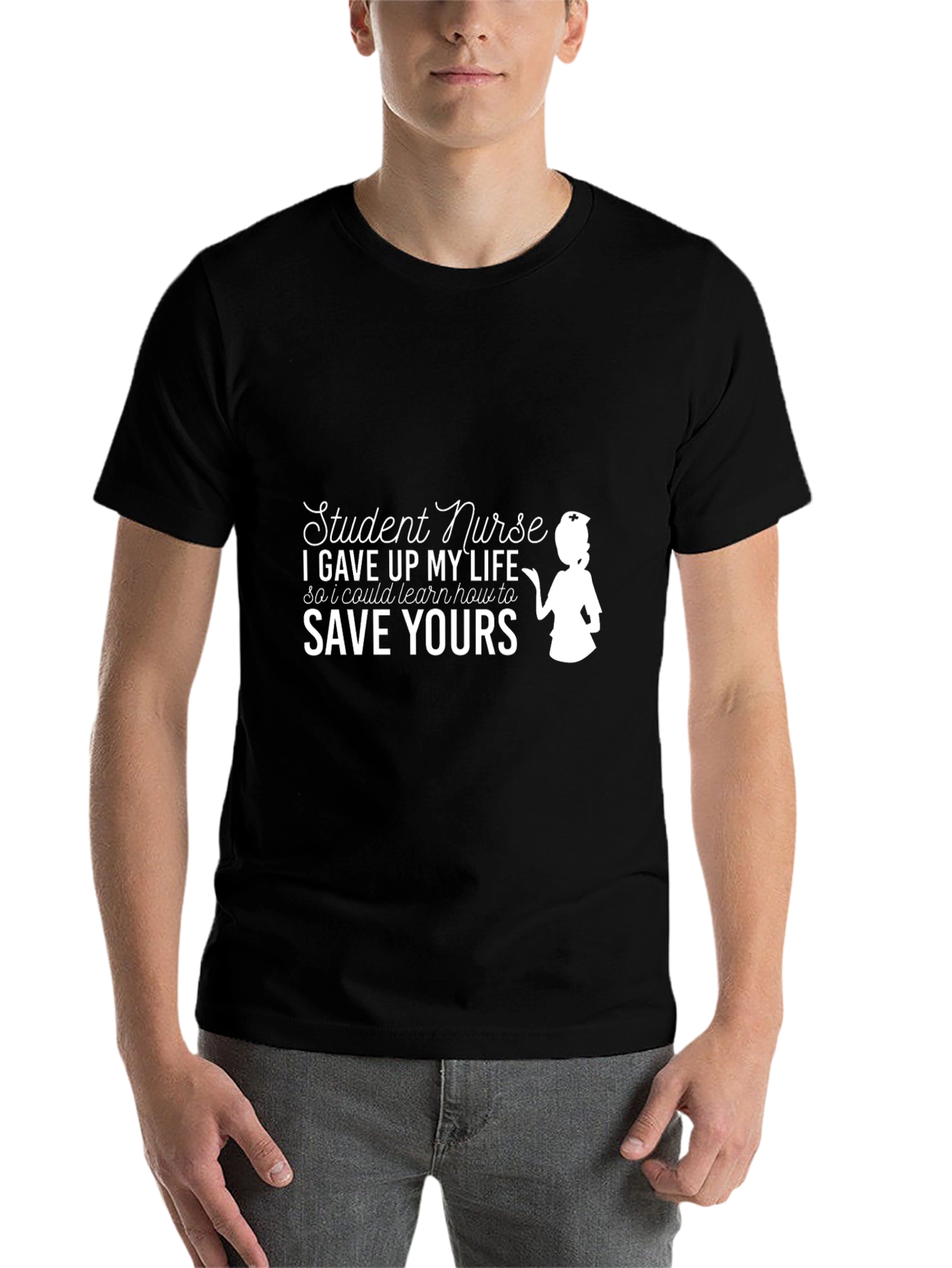 Black Student Nurse T-Shirt: Save Yours Edition view 7