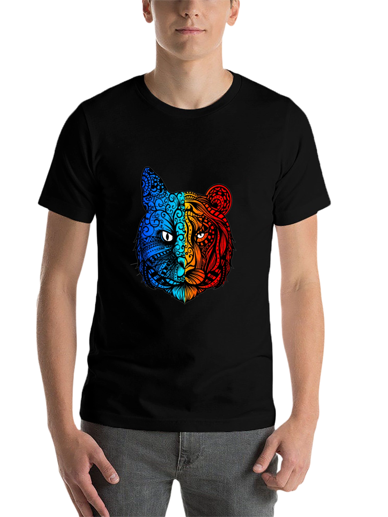 Black Vibrant Tiger Graphic Tee - Unique Animal Design view 7