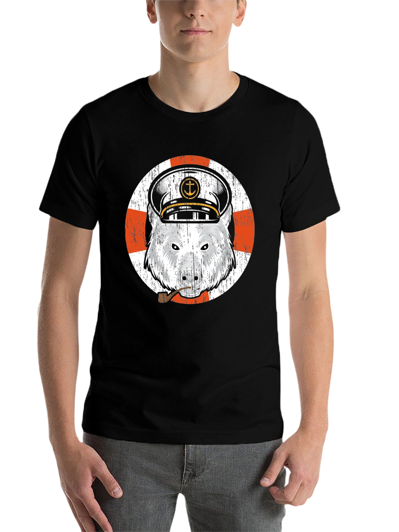 Black Captain Bear T-Shirt - Nautical Theme view 7