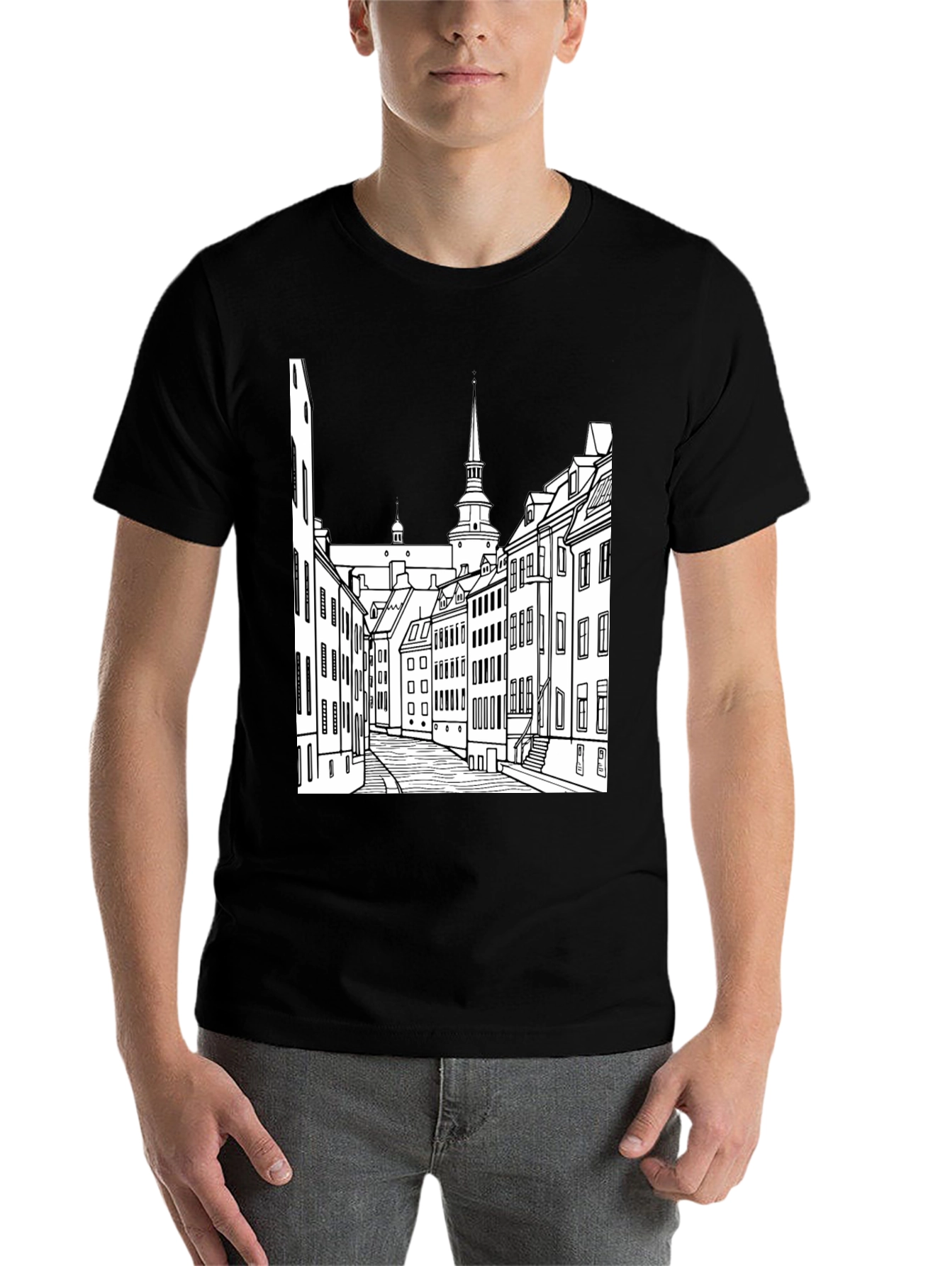 Black Urban Sketch Black Tee view 7